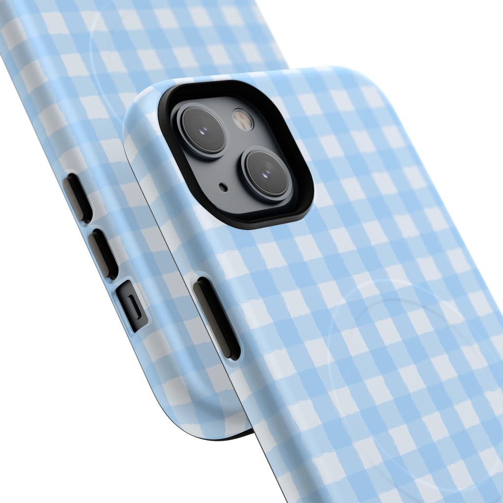 Blue Gingham iPhone Case – MagSafe Compatible