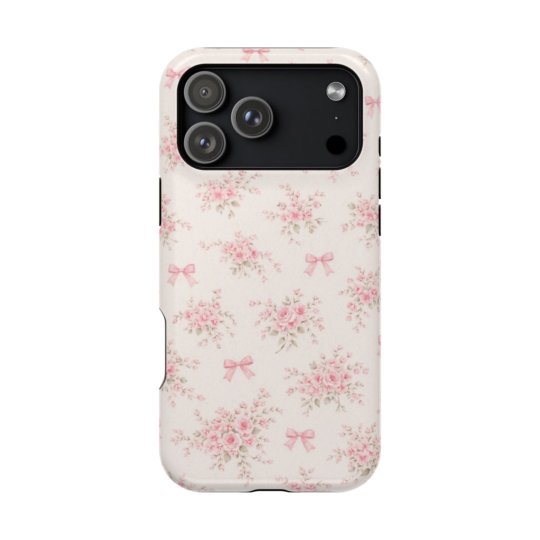 Pink Floral Bow Pattern Cases | Magnetic Impact-Resistant iPhone Case
