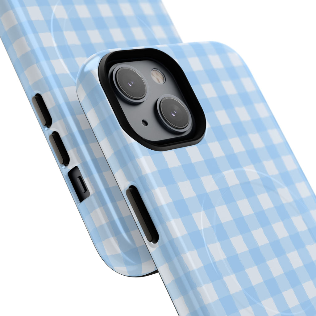 Blue Gingham iPhone Case – MagSafe Compatible