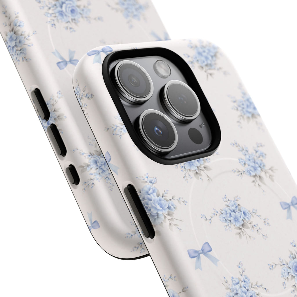 Blue Floral Bow iPhone Case – MagSafe Compatible