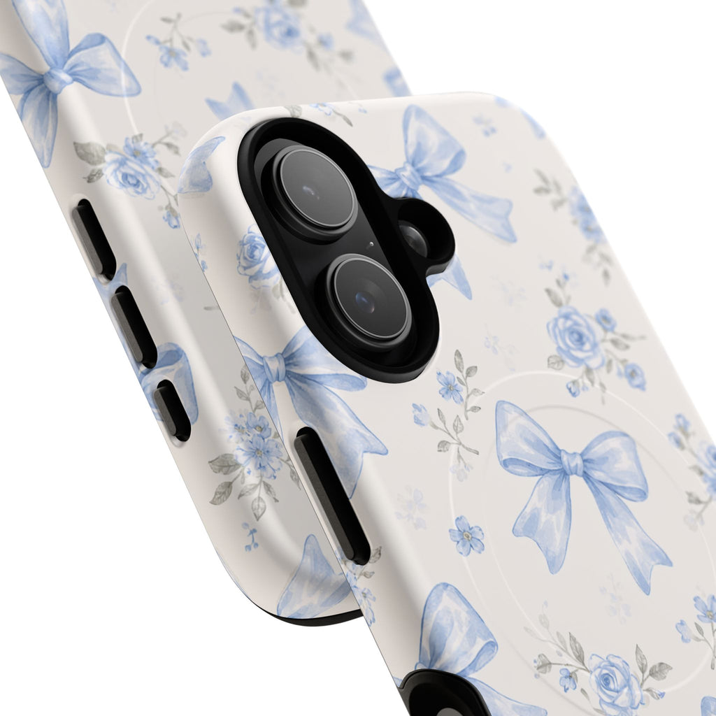 Floral Blue Bow iPhone Case – MagSafe Compatible