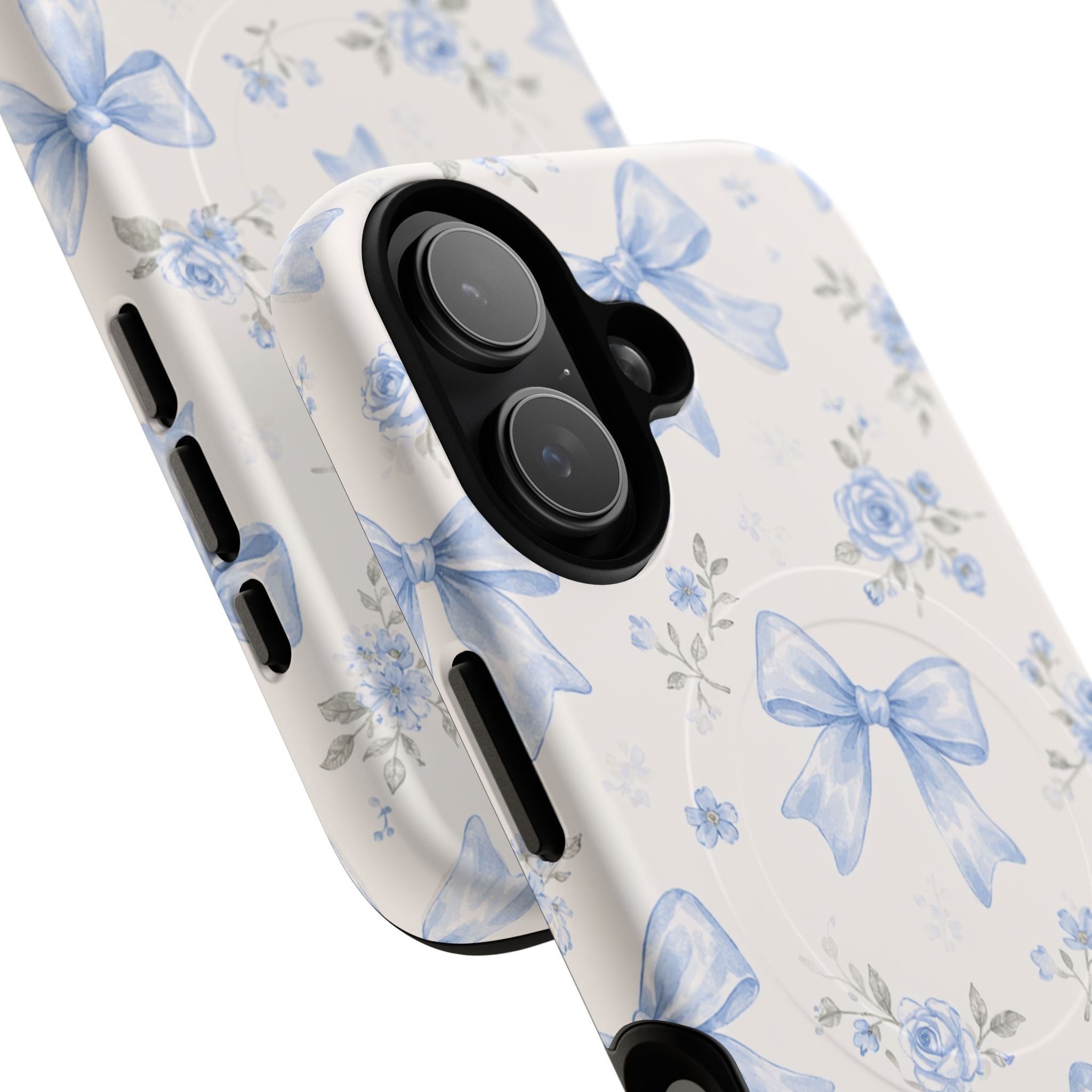 Floral Blue Bow iPhone Case – MagSafe Compatible