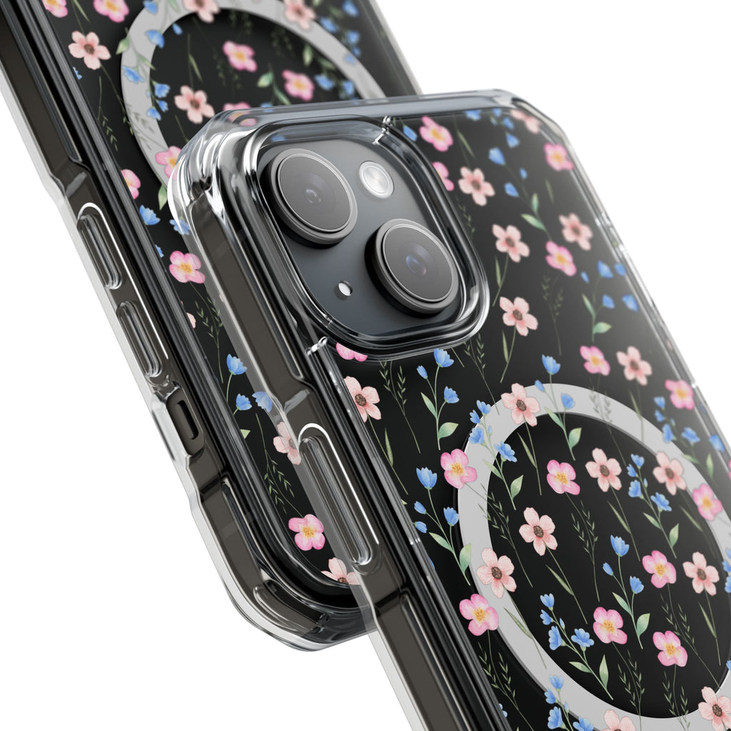 MagSafe Clear Phone Case — Pink Floral Pattern