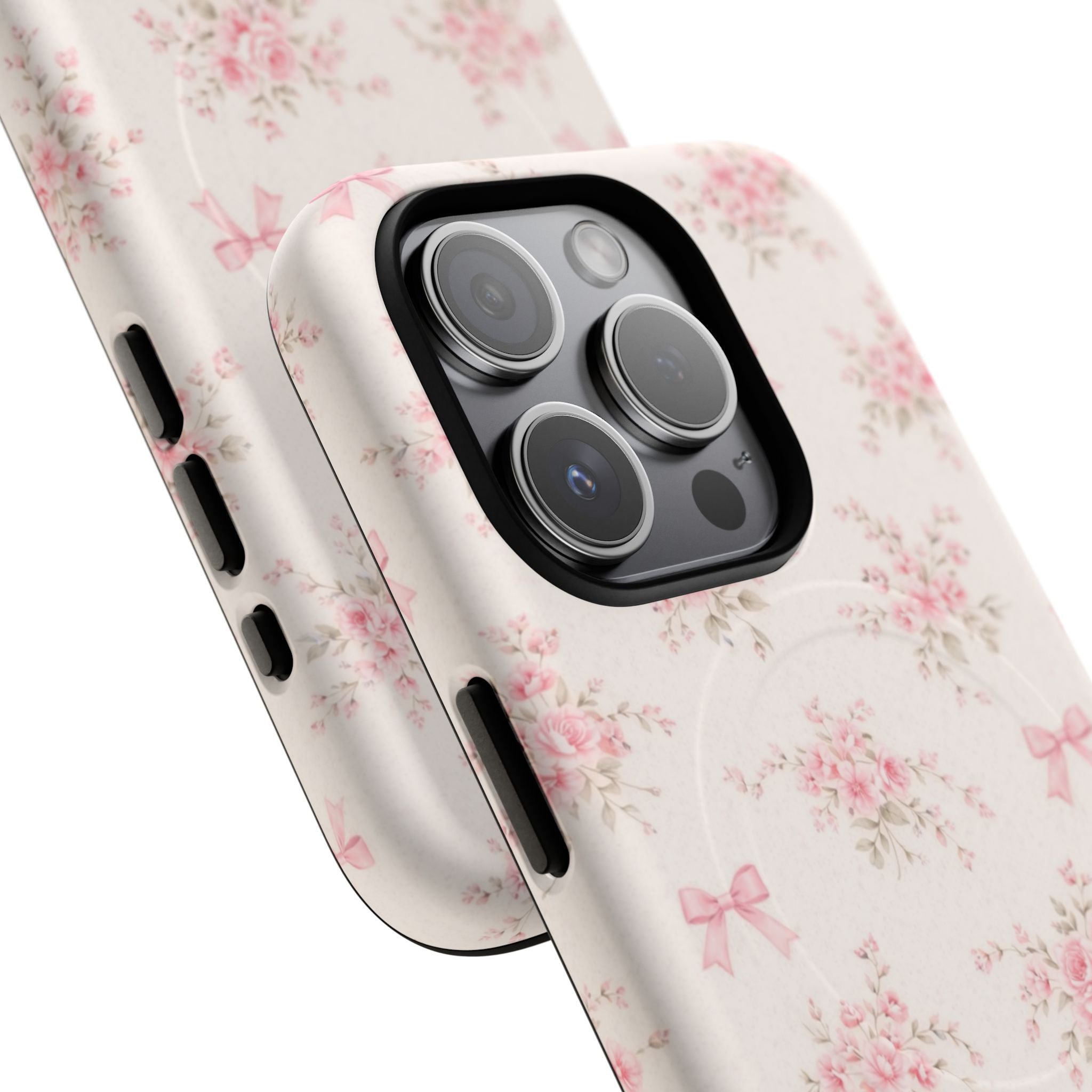 Floral Pink Bow iPhone Case – MagSafe Compatible