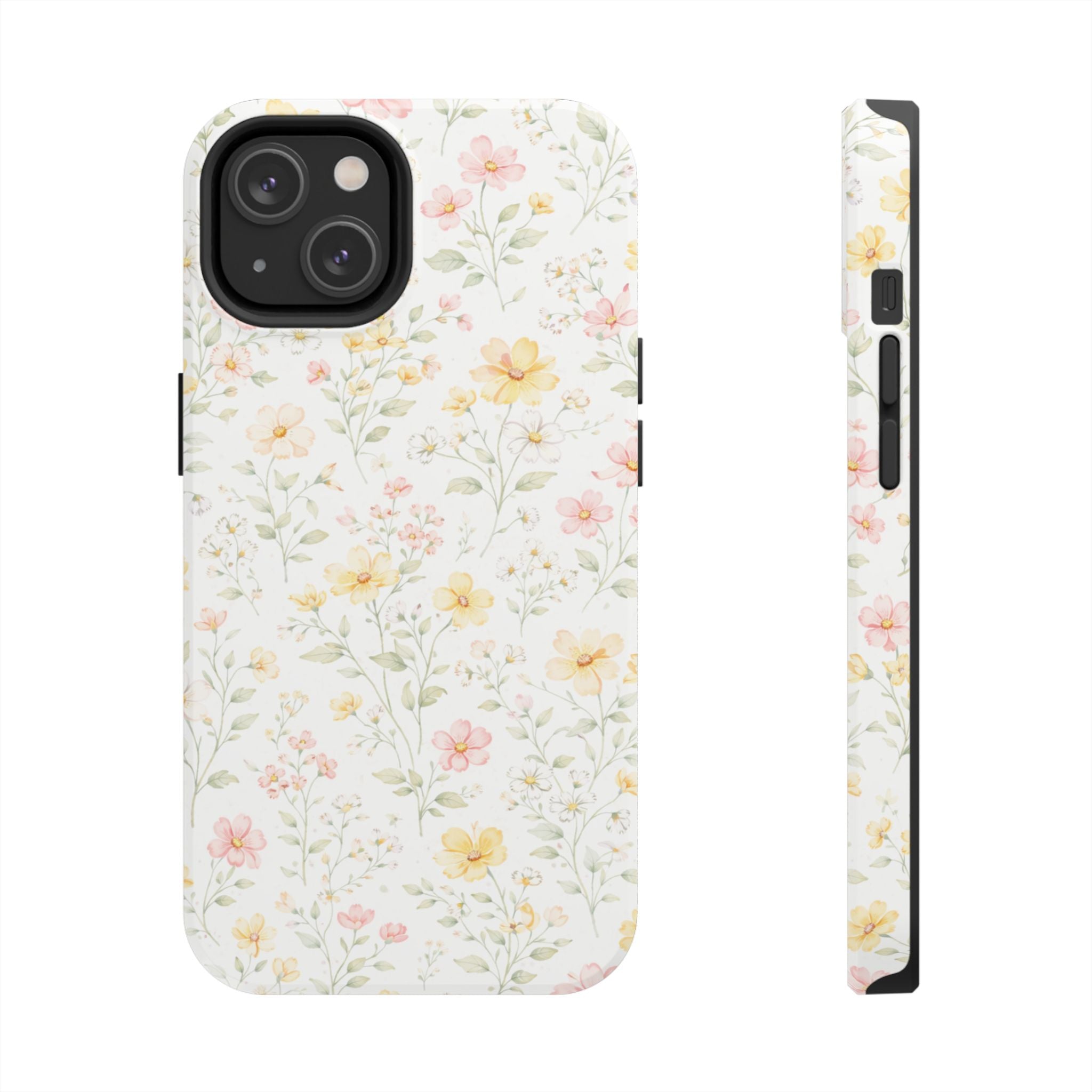 Delicate Pastel Wildflowers Tough Phone Case, Floral Botanical Pattern