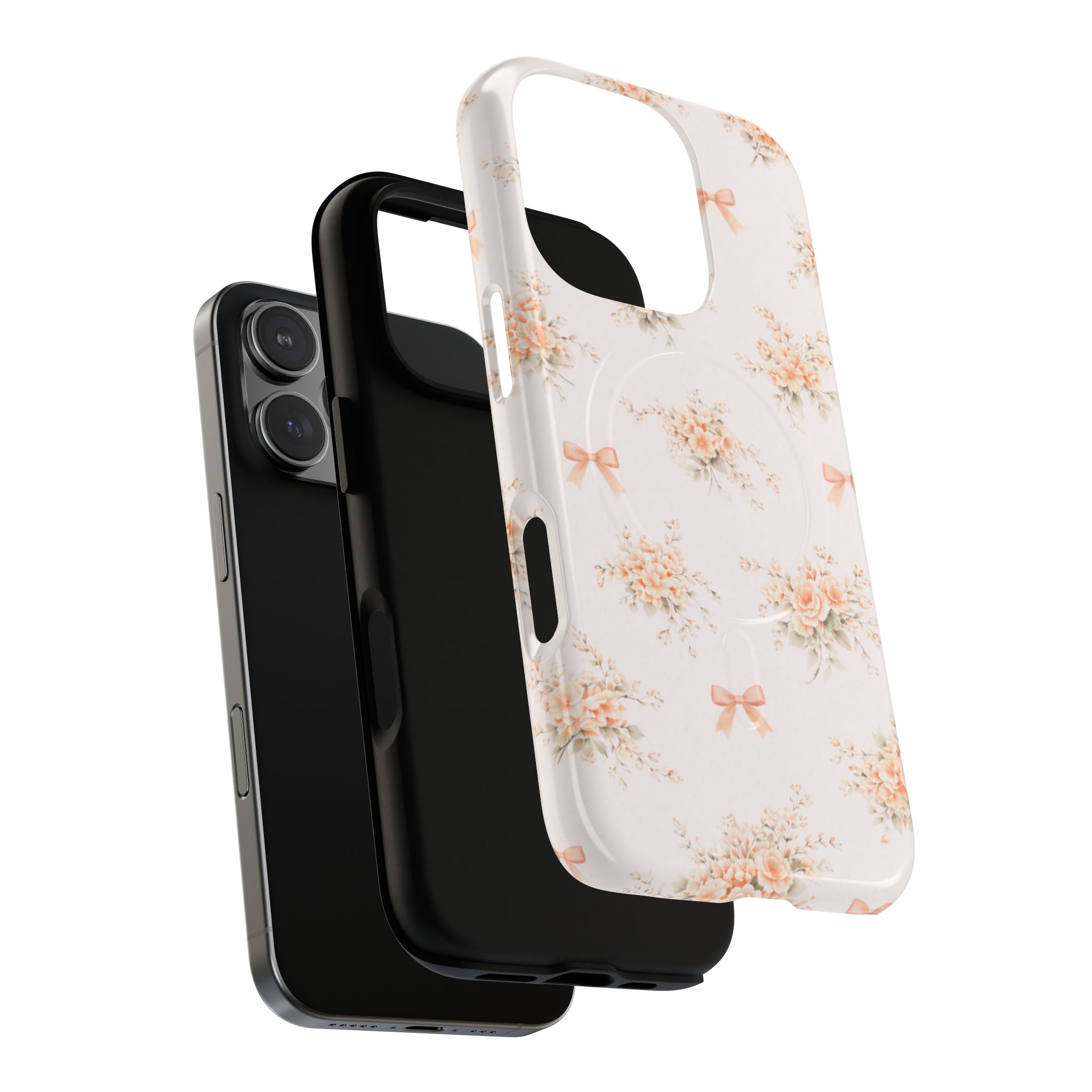 Peach Rose Bow iPhone Case – MagSafe Compatible