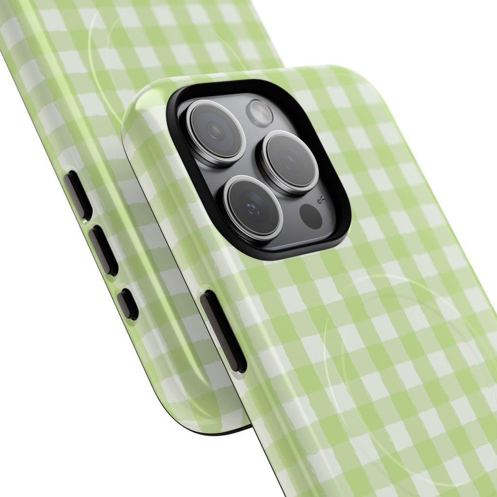 Green Gingham iPhone Case – MagSafe Compatible