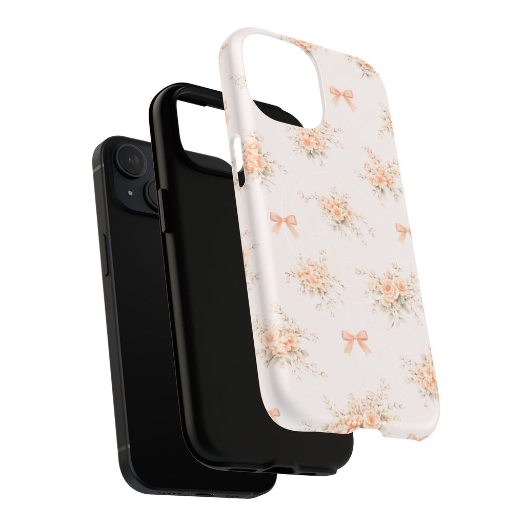 Peach Rose Bow iPhone Case – MagSafe Compatible