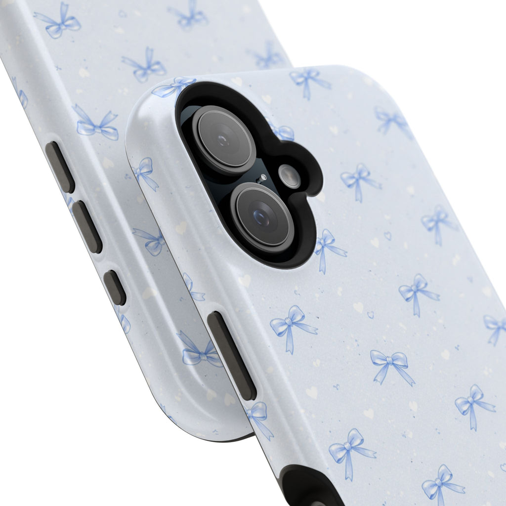 Blue Bow Pattern iPhone Case | Magnetic Impact-Resistant Case