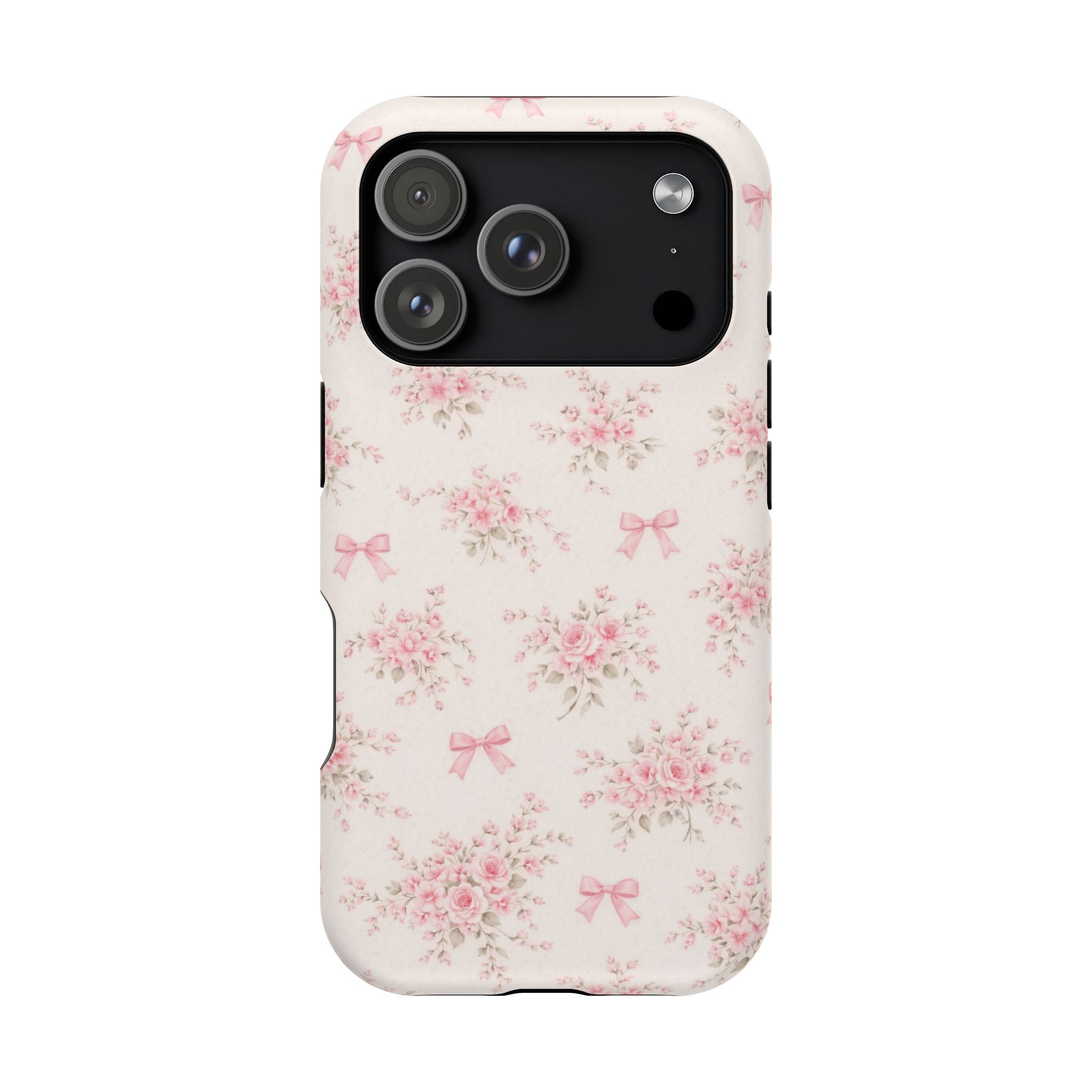 Pink Floral Bow Pattern Cases | Magnetic Impact-Resistant iPhone Case