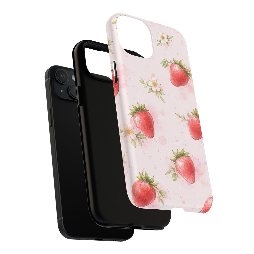 Strawberry Blossom iPhone Case – MagSafe Compatible