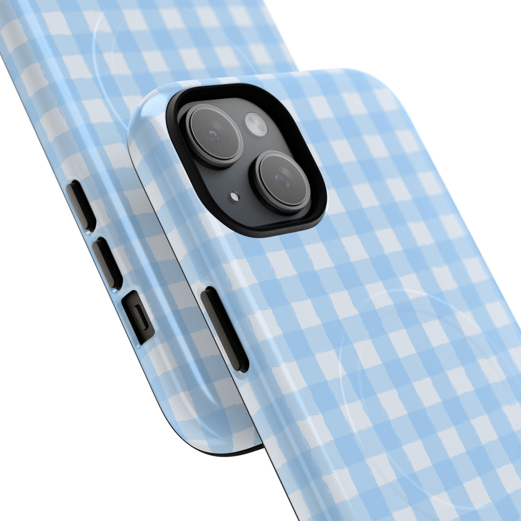 Blue Gingham iPhone Case – MagSafe Compatible