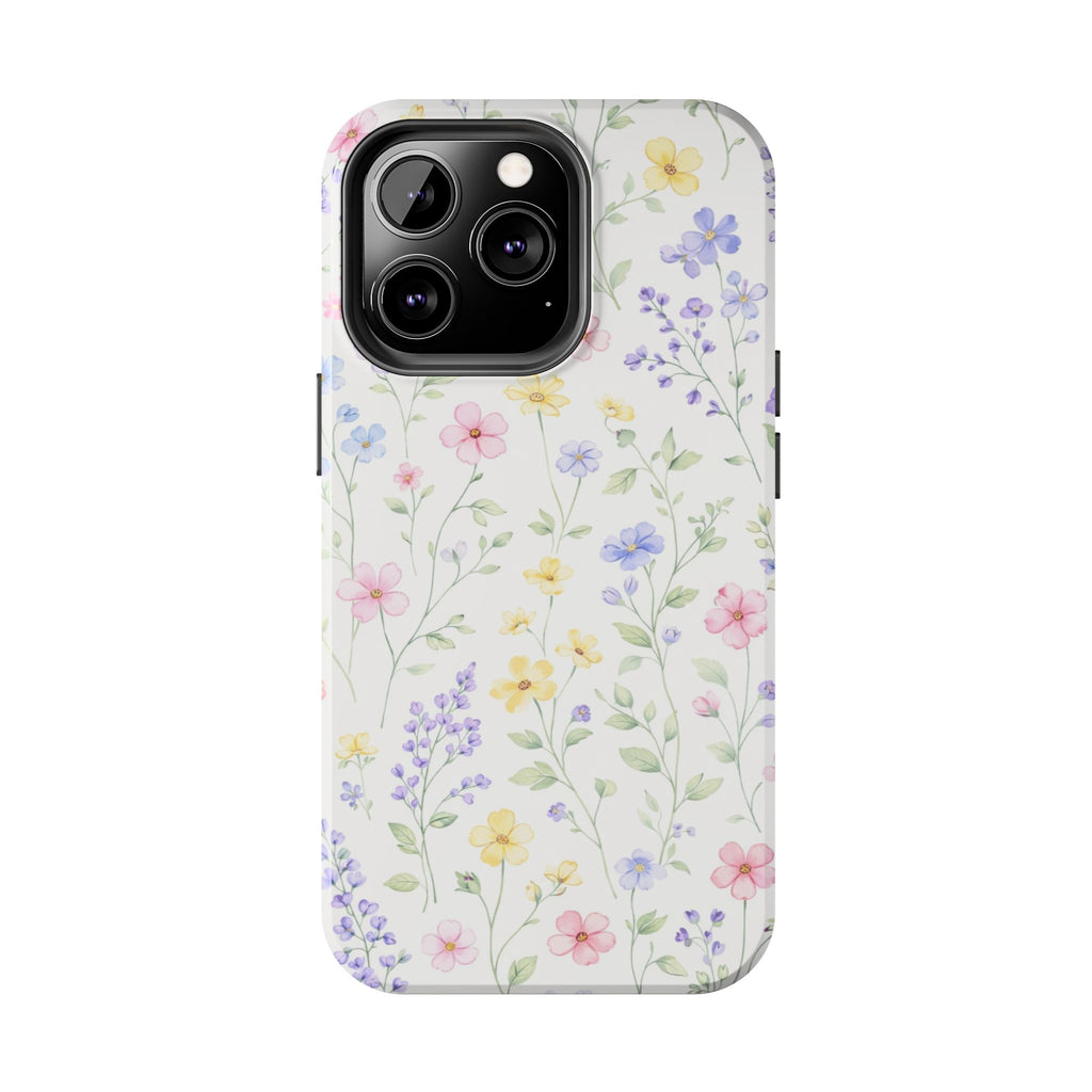Watercolor Wildflowers Tough iPhone Case | Pastel Floral iPhone Case