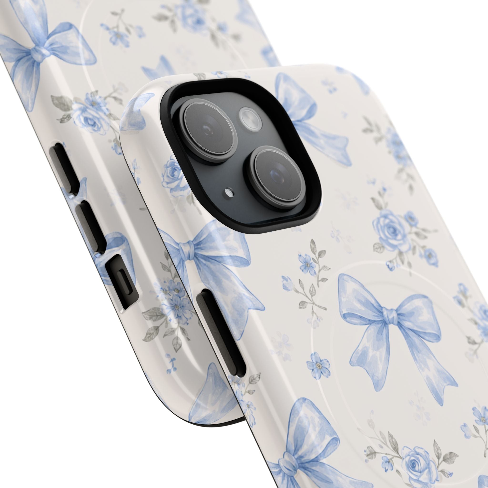 Floral Blue Bow iPhone Case – MagSafe Compatible
