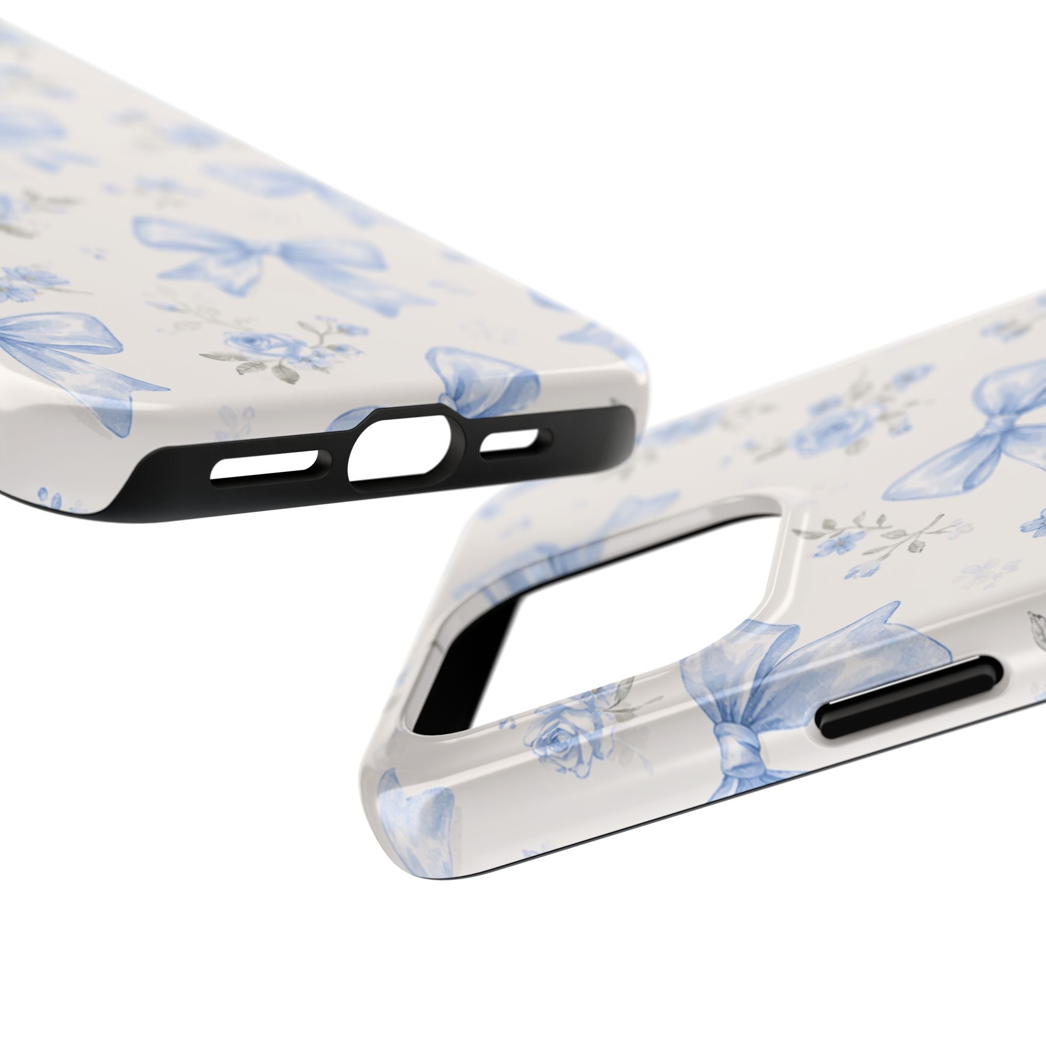 Blue Watercolor Bows iPhone Case, Floral Bow Pattern