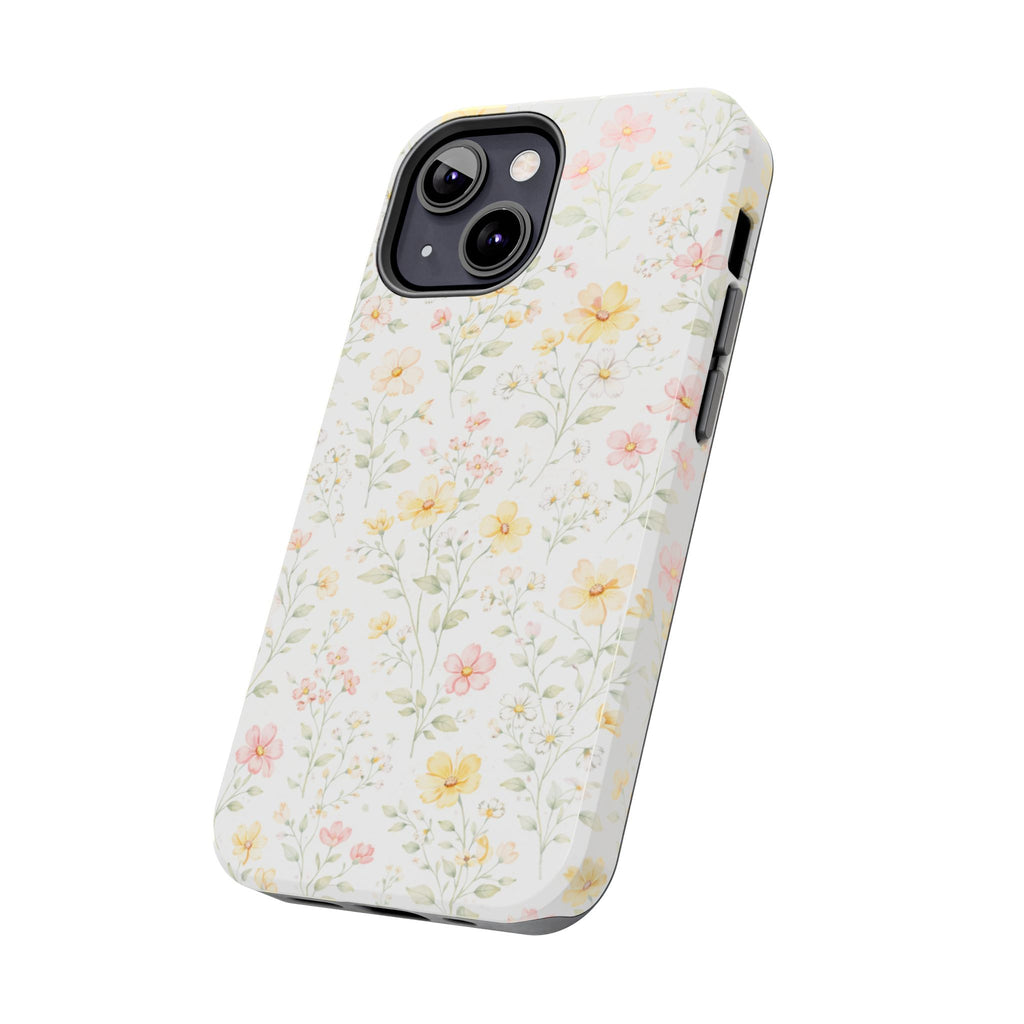 Delicate Pastel Wildflowers Tough Phone Case, Floral Botanical Pattern