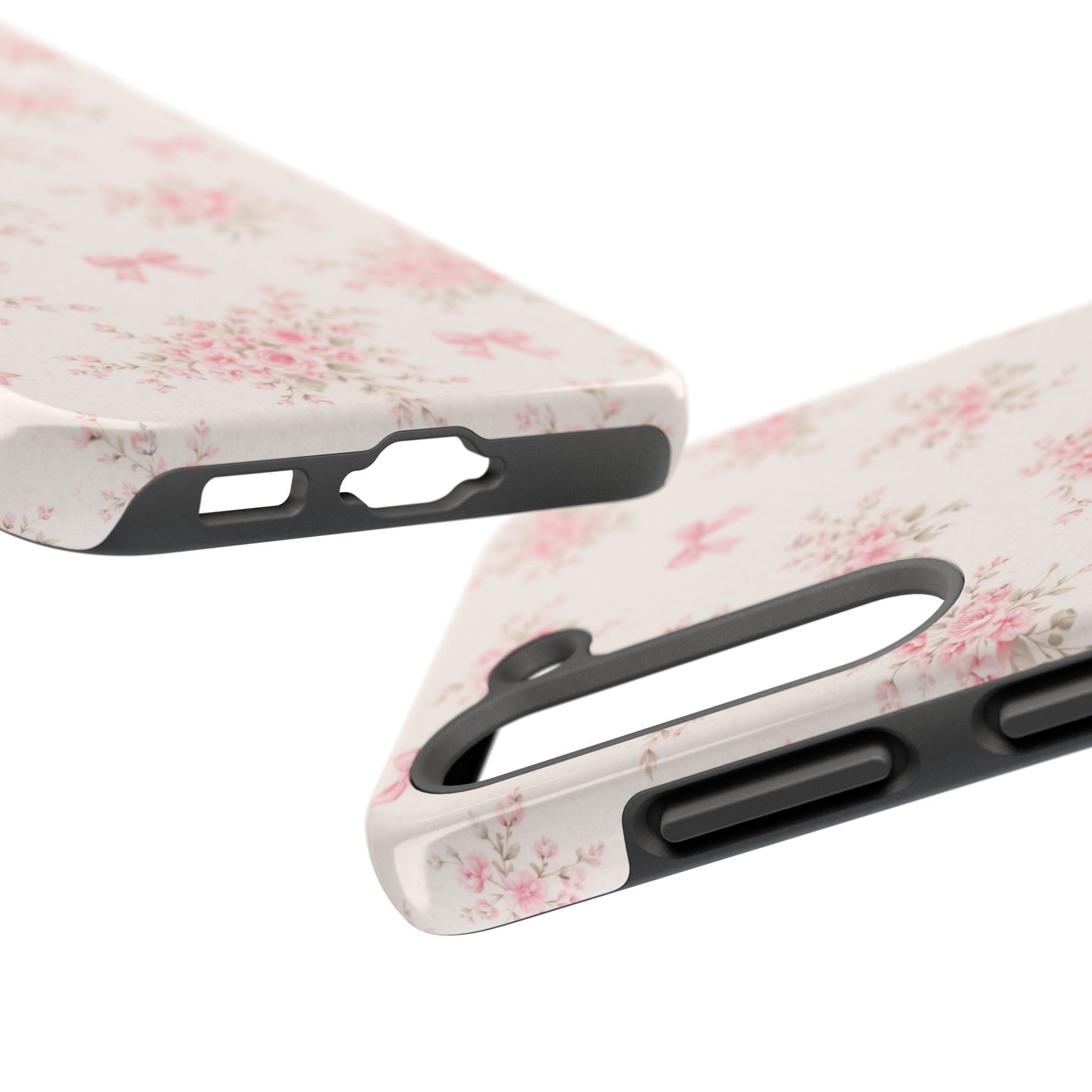 Pink Floral Bouquet Samsung Galaxy Tough Phone Case, Vintage Roses and Bows
