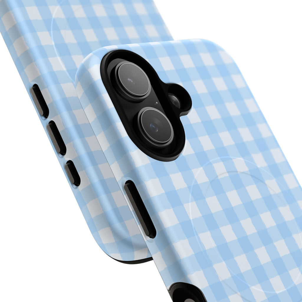 Blue Gingham iPhone Case – MagSafe Compatible