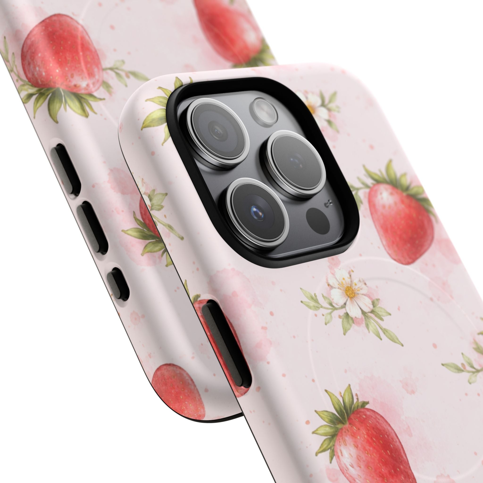 Strawberry Blossom iPhone Case – MagSafe Compatible