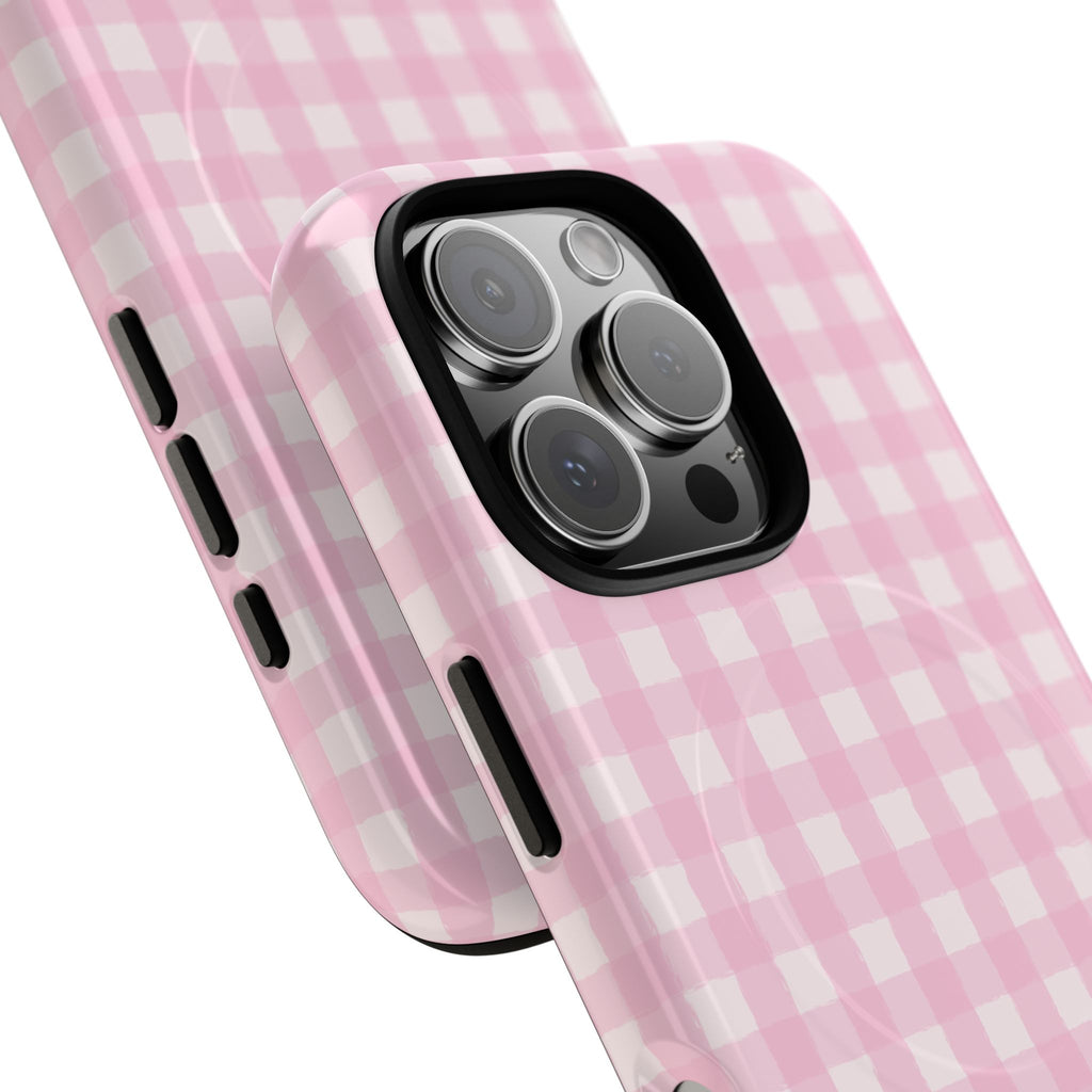 Pink Gingham iPhone Case – MagSafe Compatible