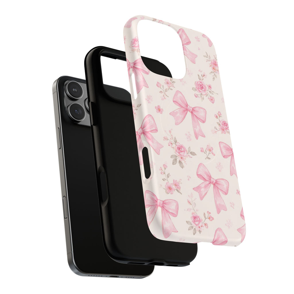 Pink Bow Floral iPhone Case – MagSafe Compatible