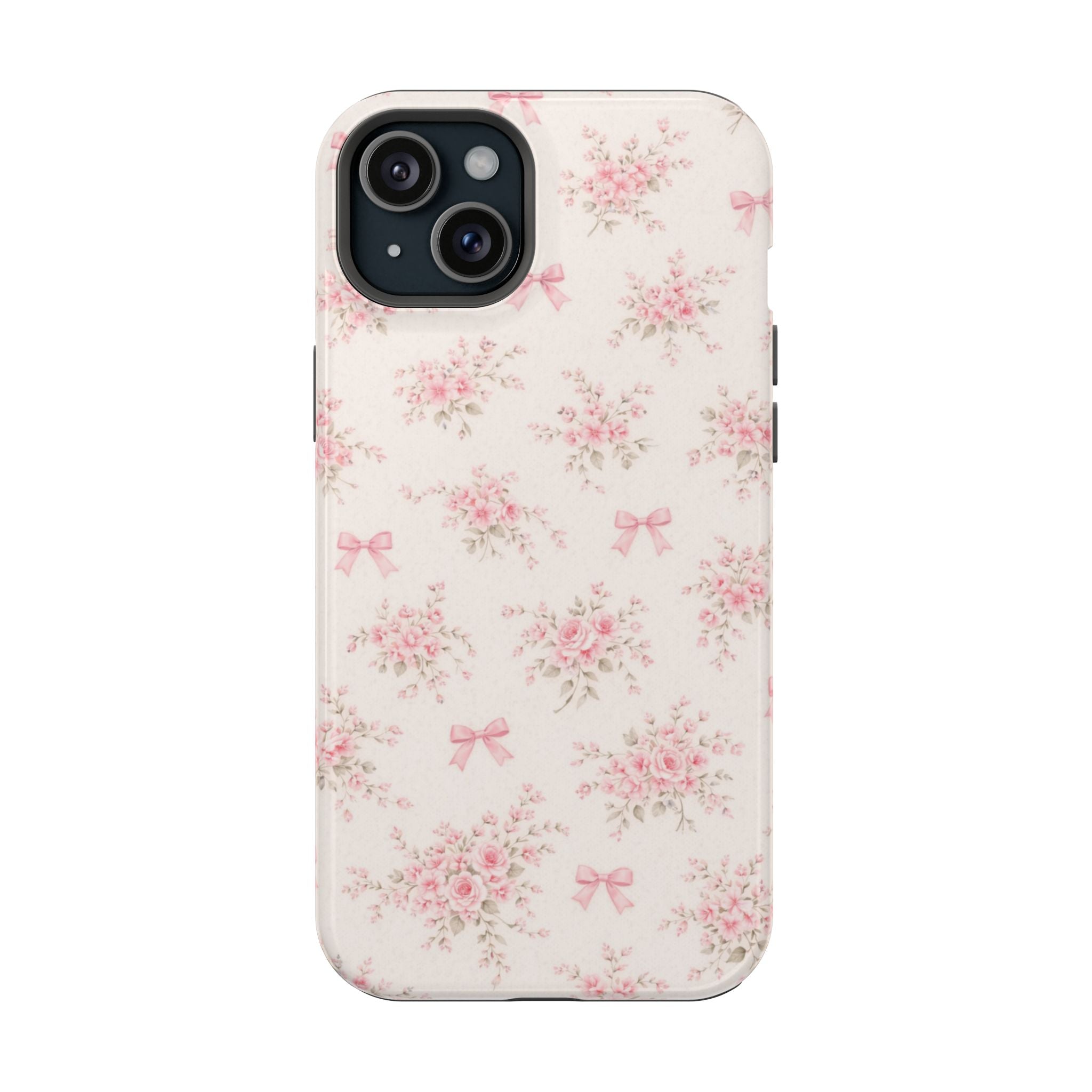 Pink Floral Bow Pattern Cases | Magnetic Impact-Resistant iPhone Case
