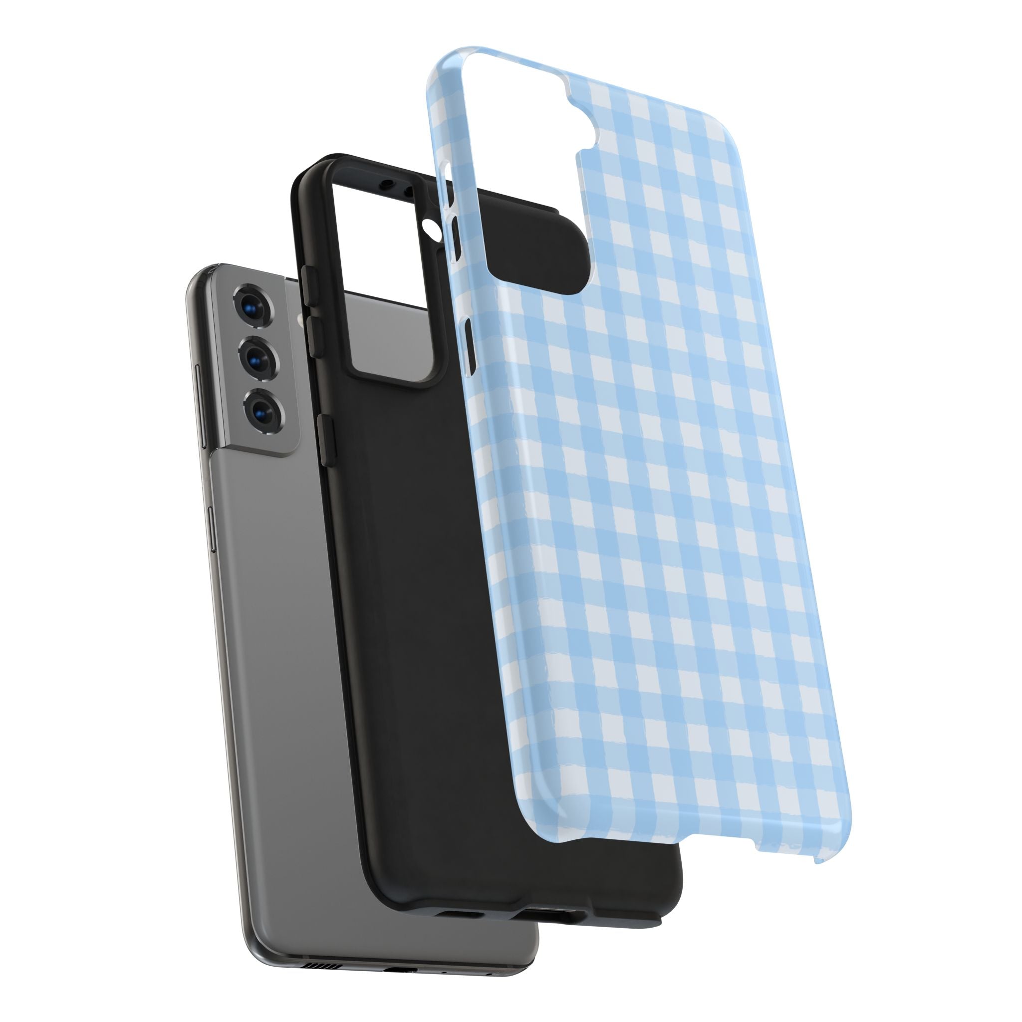Blue Gingham Tough Samsung Case – Pastel Check Protective Phone Cover