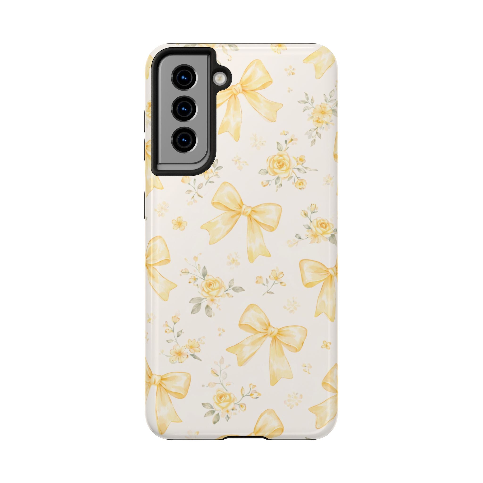 Yellow Watercolor Bows Tough Phone Case, Floral Pattern