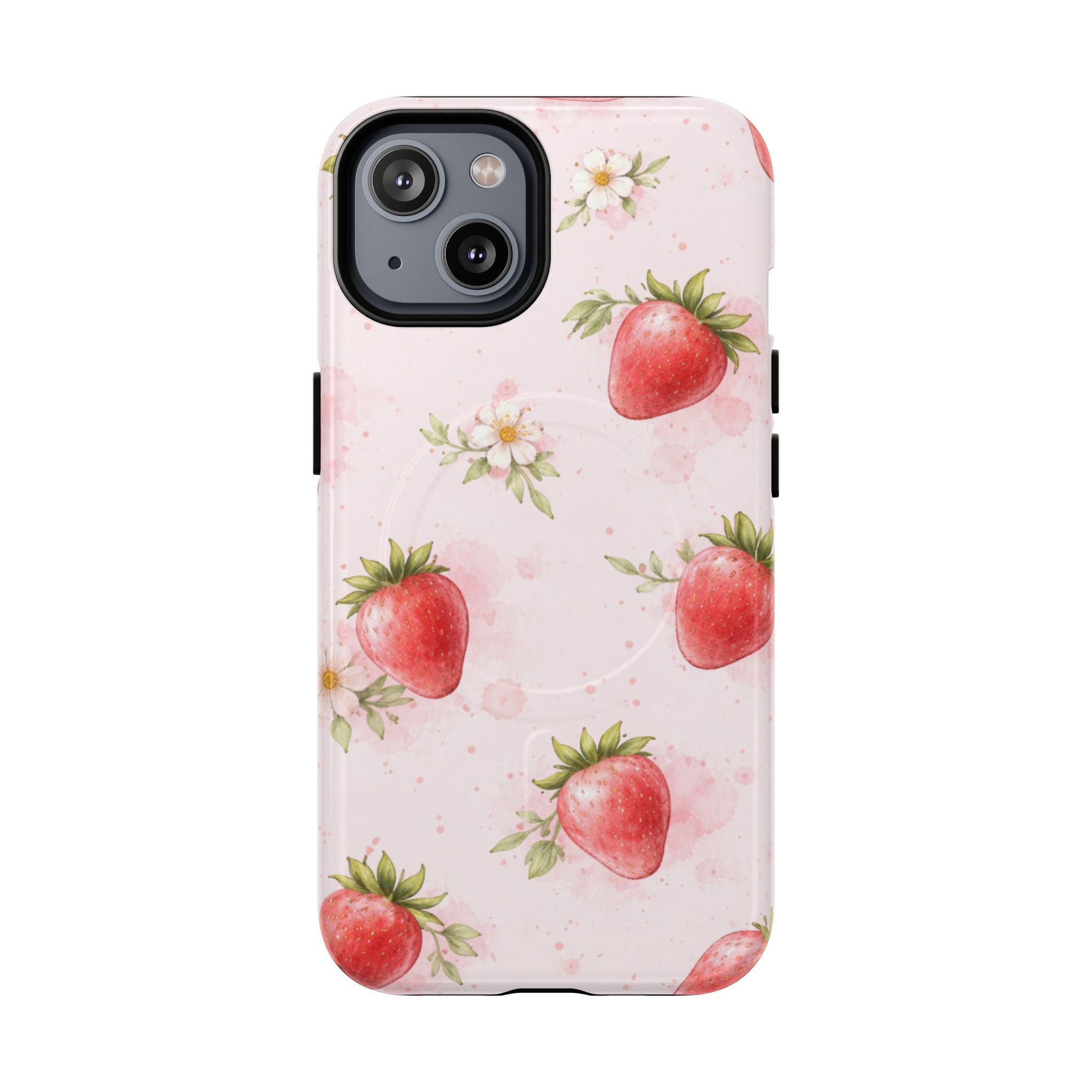 Strawberry Blossom iPhone Case – MagSafe Compatible