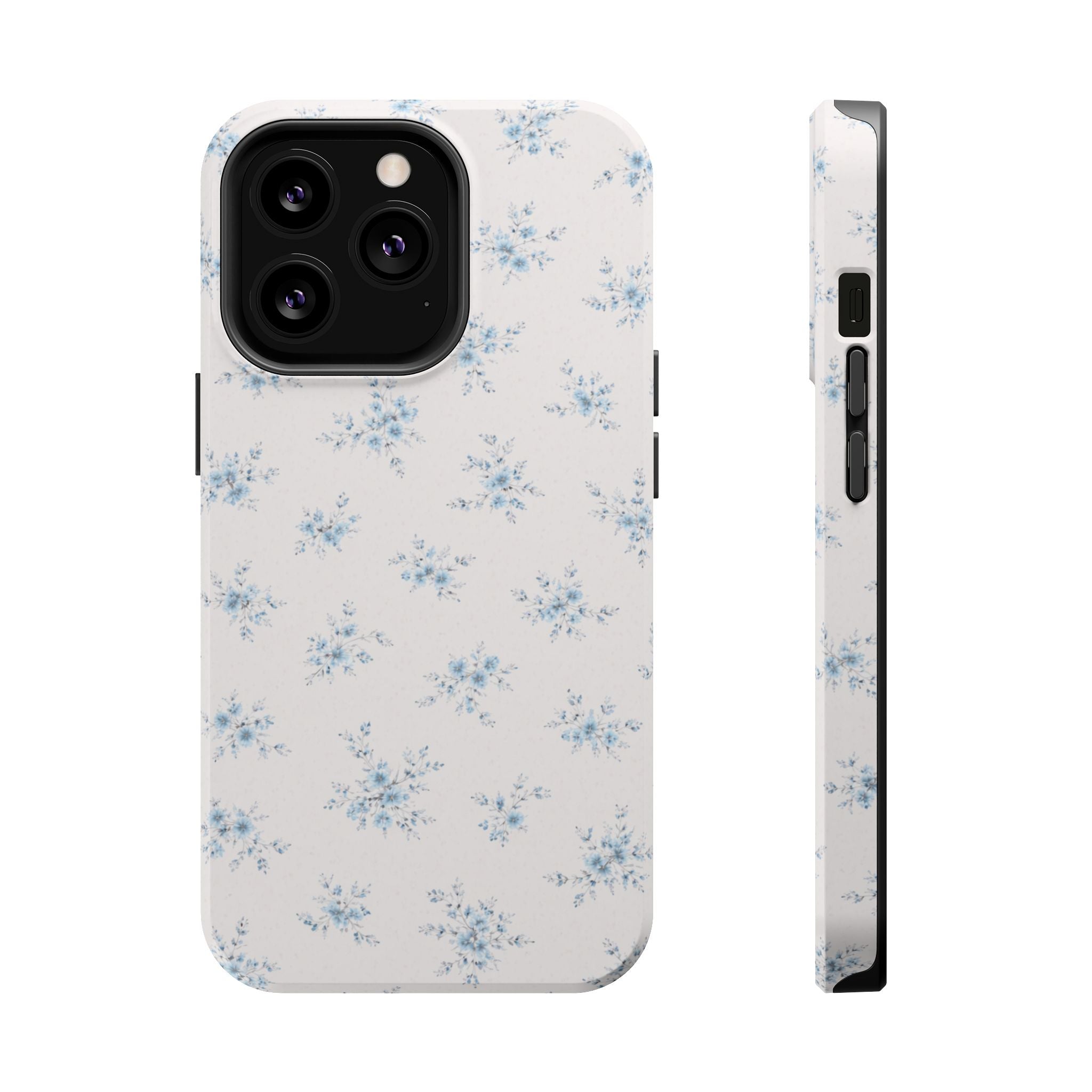 Blue Floral Pattern iPhone Case | Magnetic Impact-Resistant Case