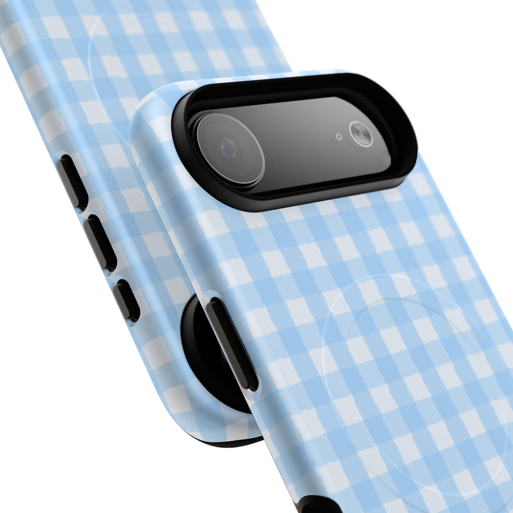Blue Gingham iPhone Case – MagSafe Compatible