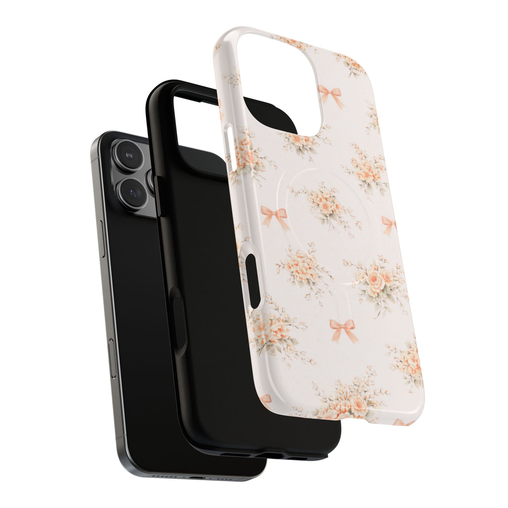 Peach Rose Bow iPhone Case – MagSafe Compatible