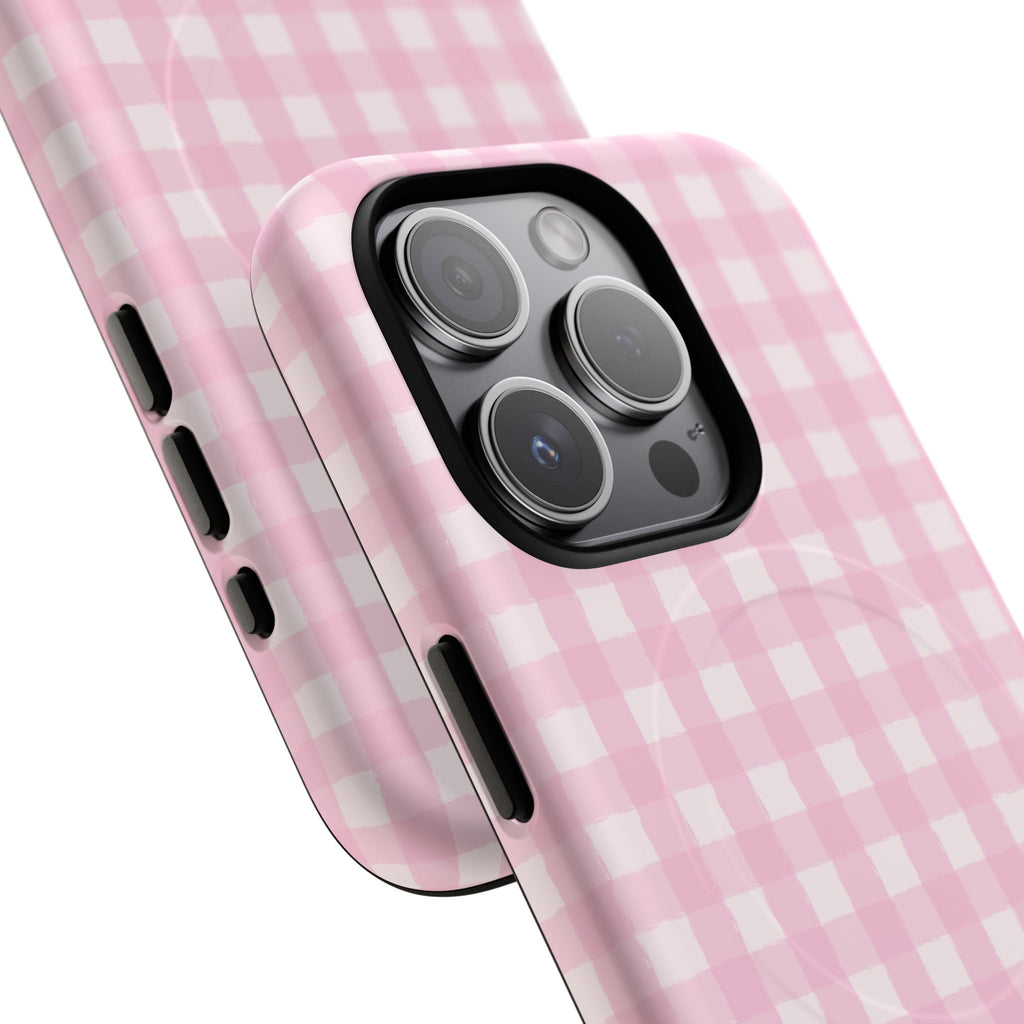 Pink Gingham iPhone Case – MagSafe Compatible