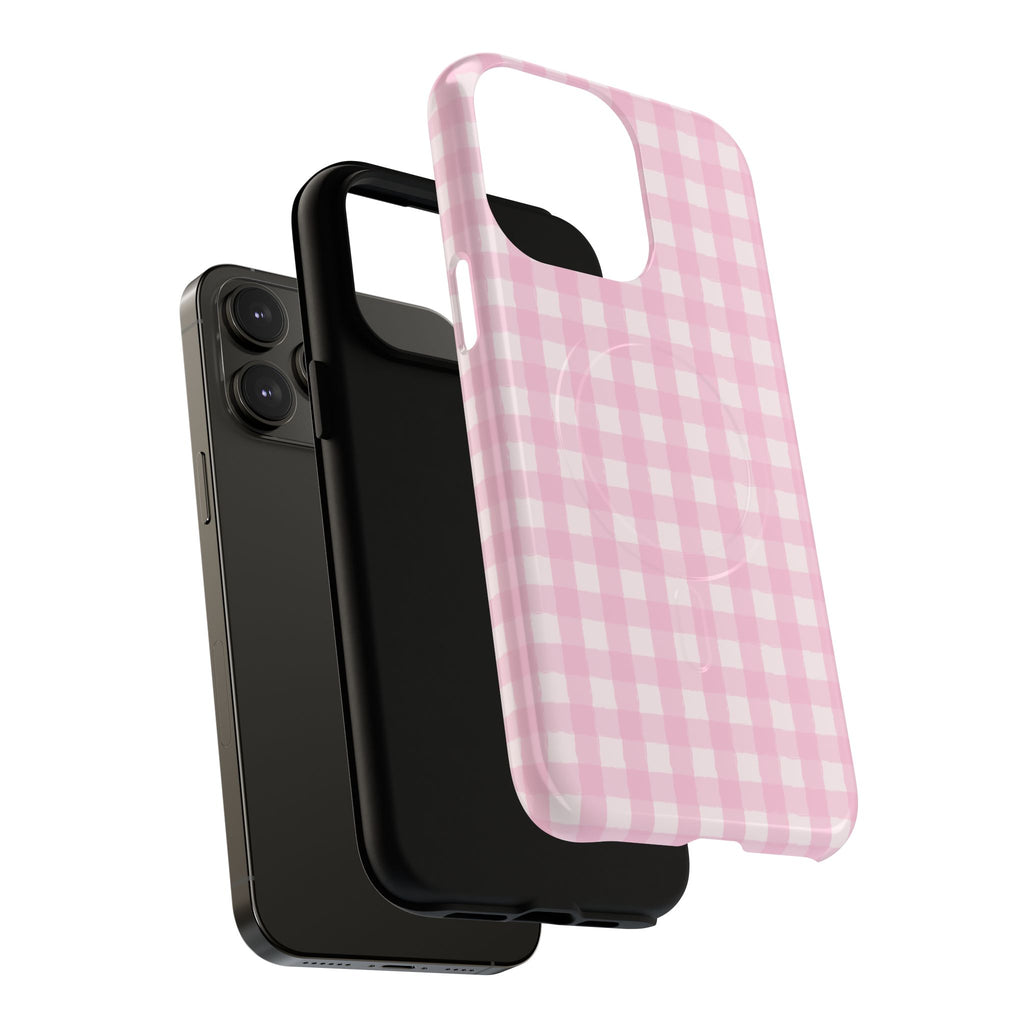 Pink Gingham iPhone Case – MagSafe Compatible