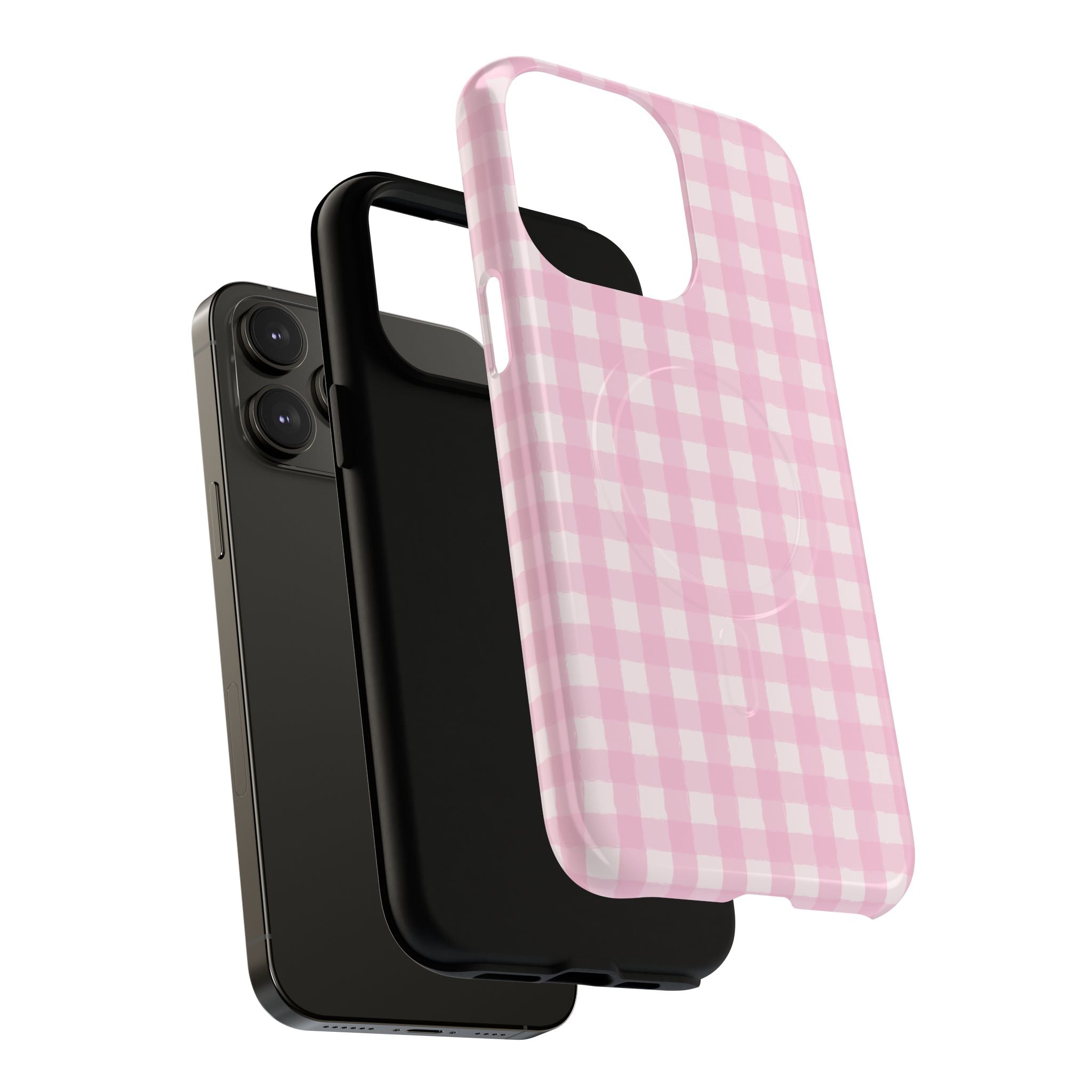 Pink Gingham iPhone Case – MagSafe Compatible