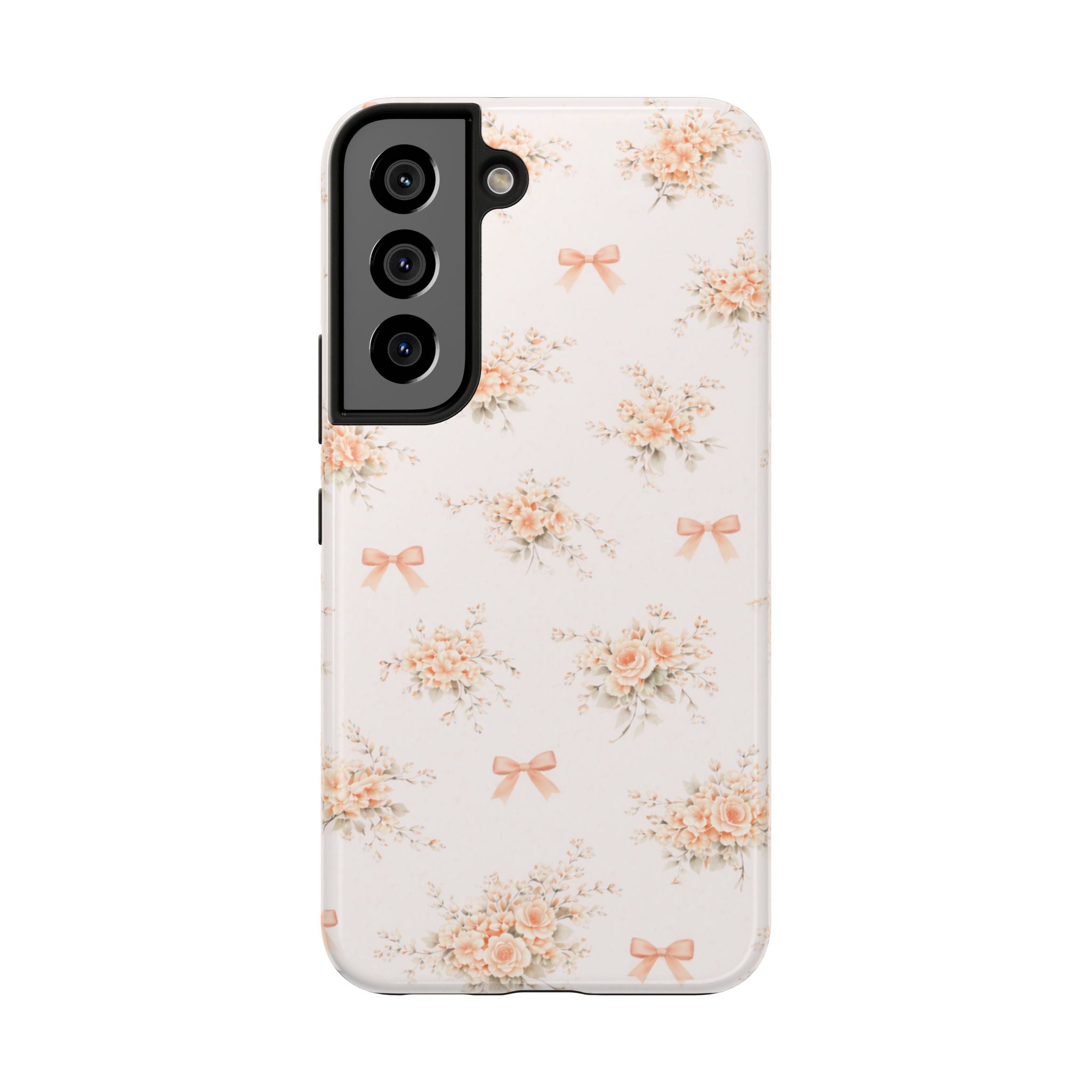 Vintage Peach Floral Bouquet   Samsung Galaxy  Case | Bow Pattern, Pastel Floral