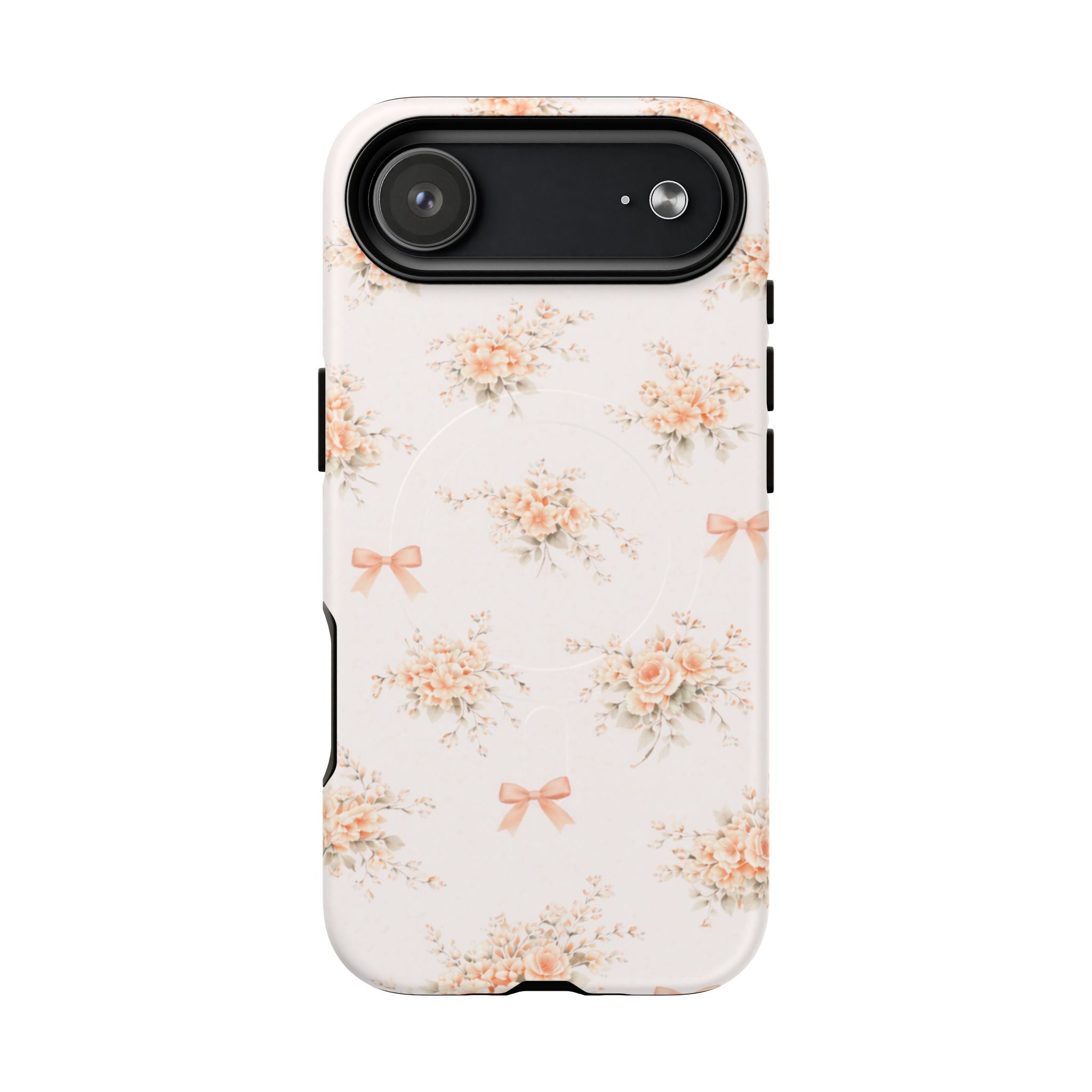Peach Rose Bow iPhone Case – MagSafe Compatible
