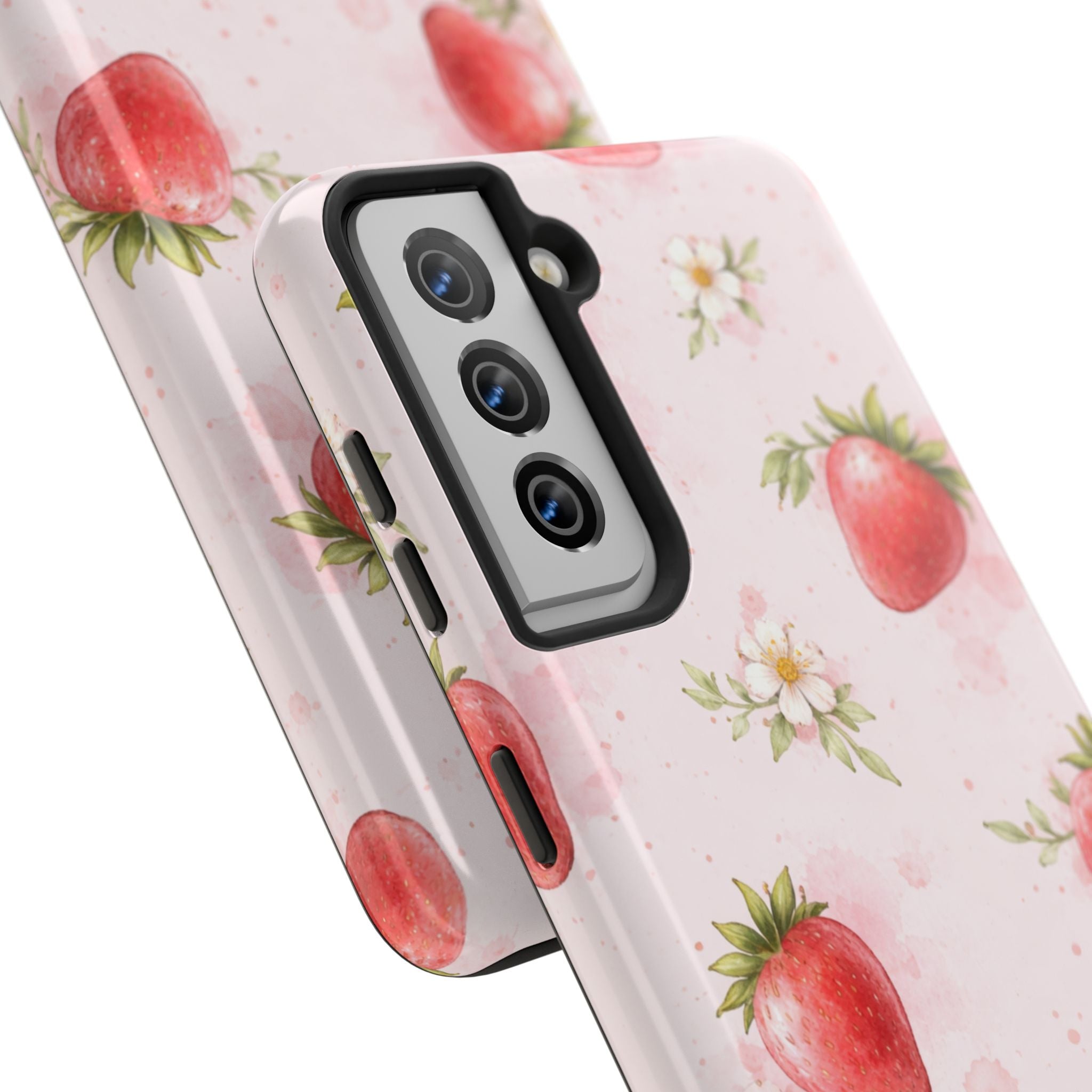 Watercolor Strawberry Tough Phone Case, Sweet Fruit Design