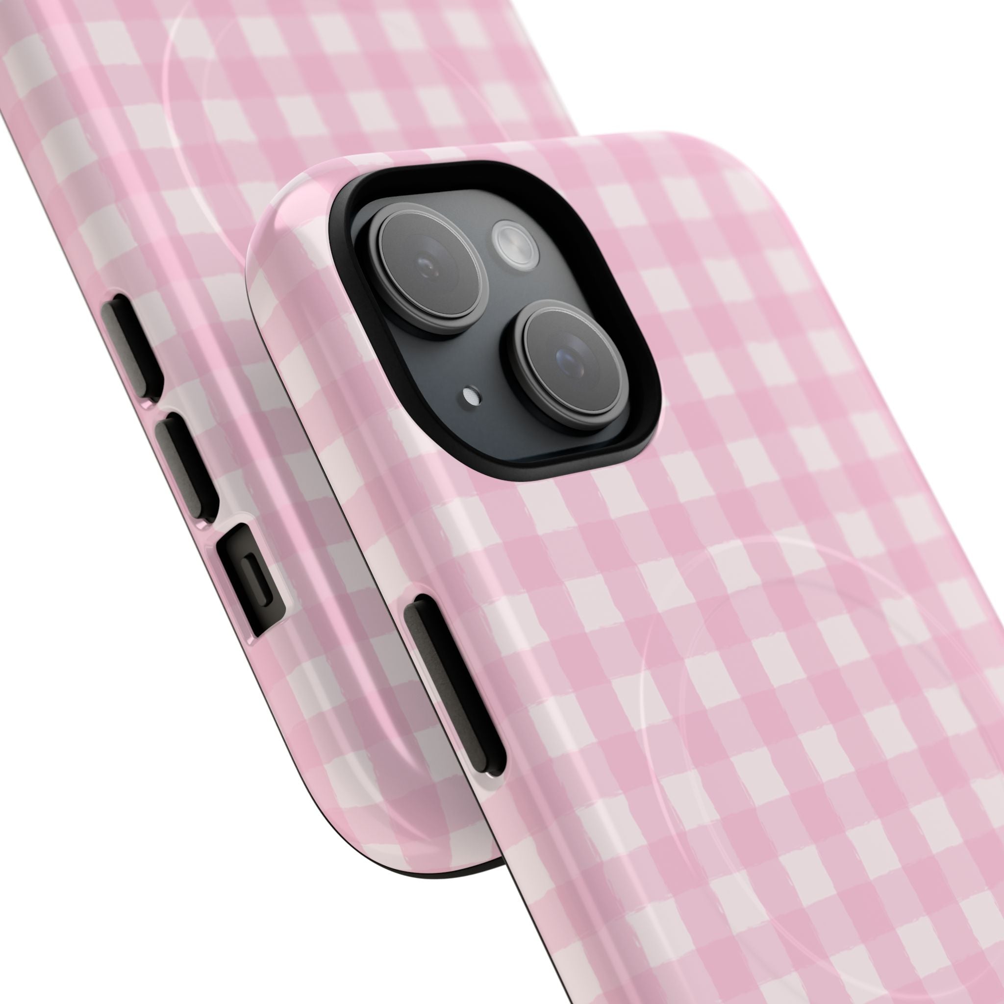 Pink Gingham iPhone Case – MagSafe Compatible