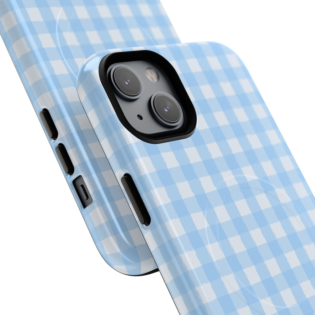 Blue Gingham iPhone Case – MagSafe Compatible