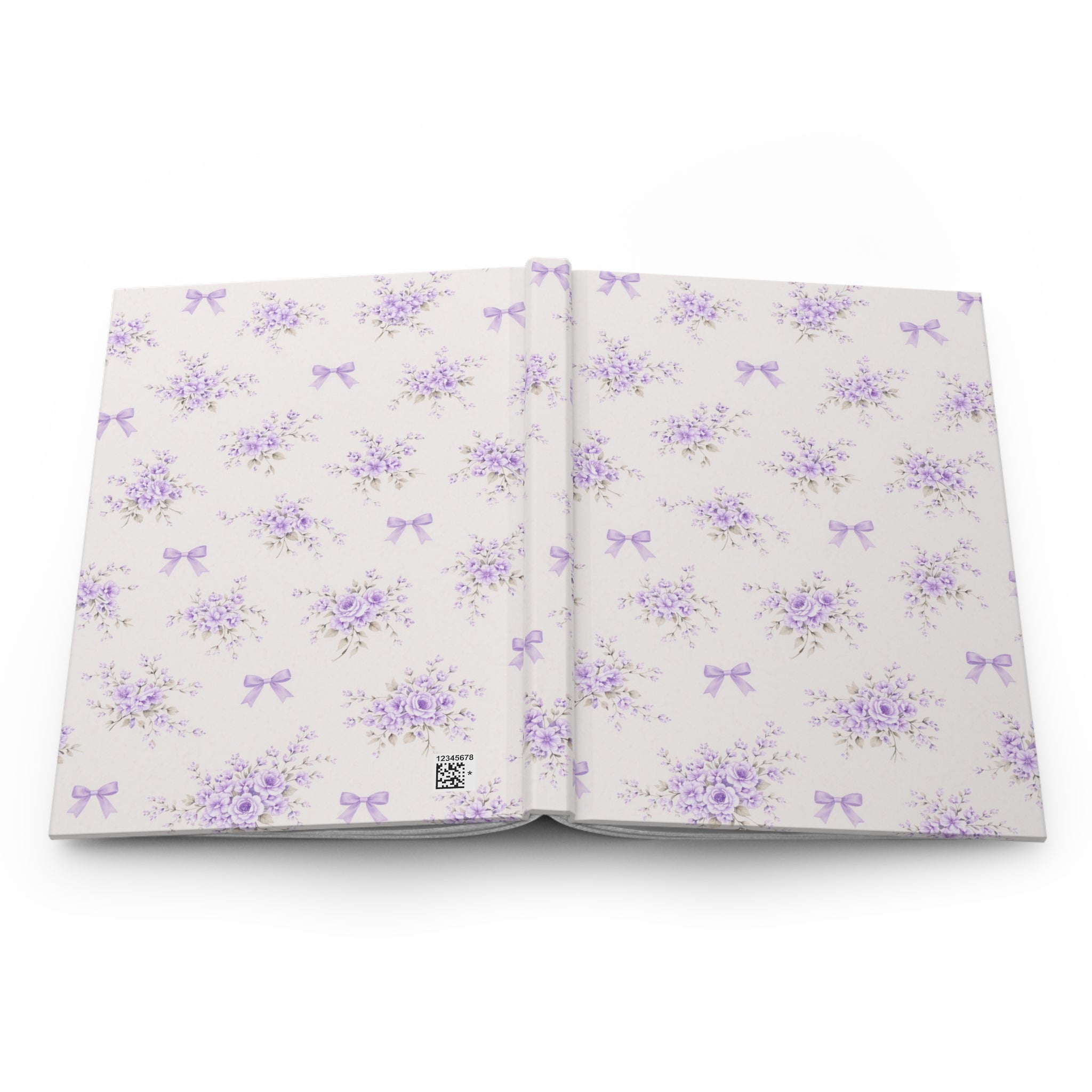 Lavender Floral Pattern Hardcover Journal | Purple Bouquet Bows Notebook