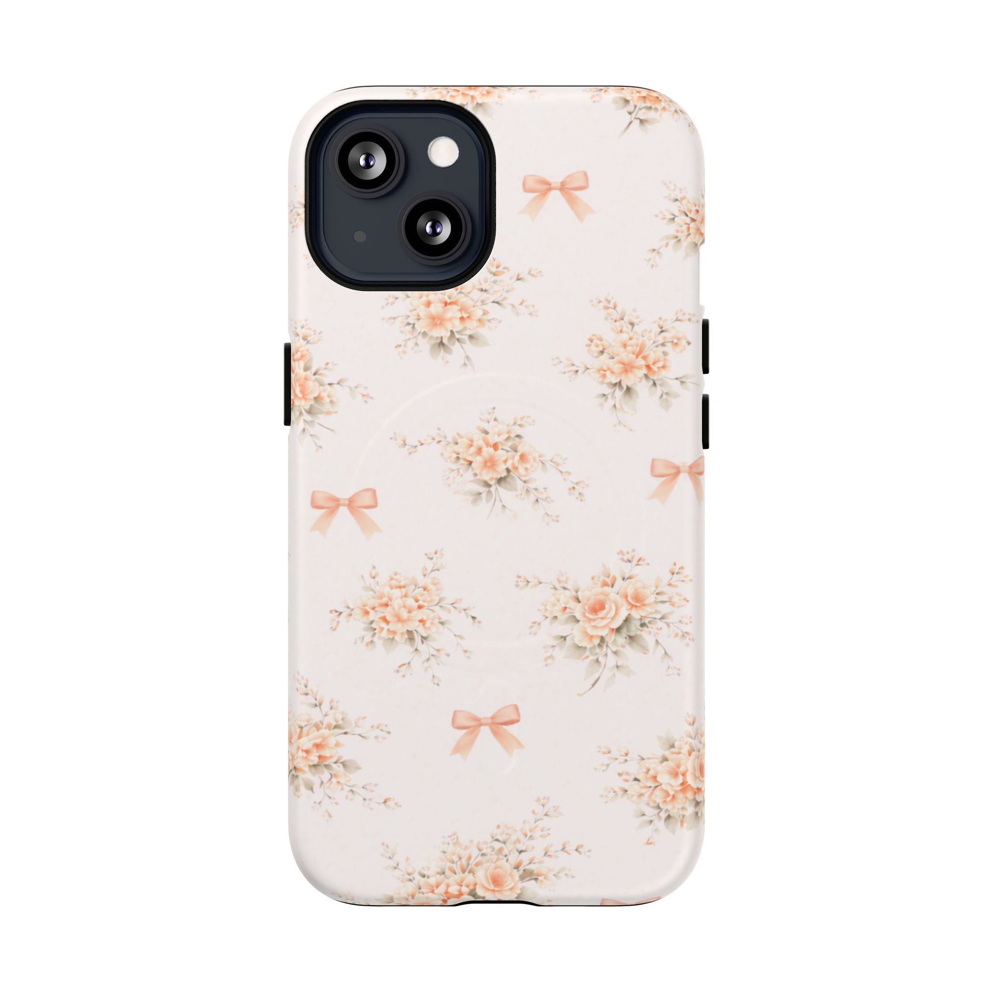 Peach Rose Bow iPhone Case – MagSafe Compatible