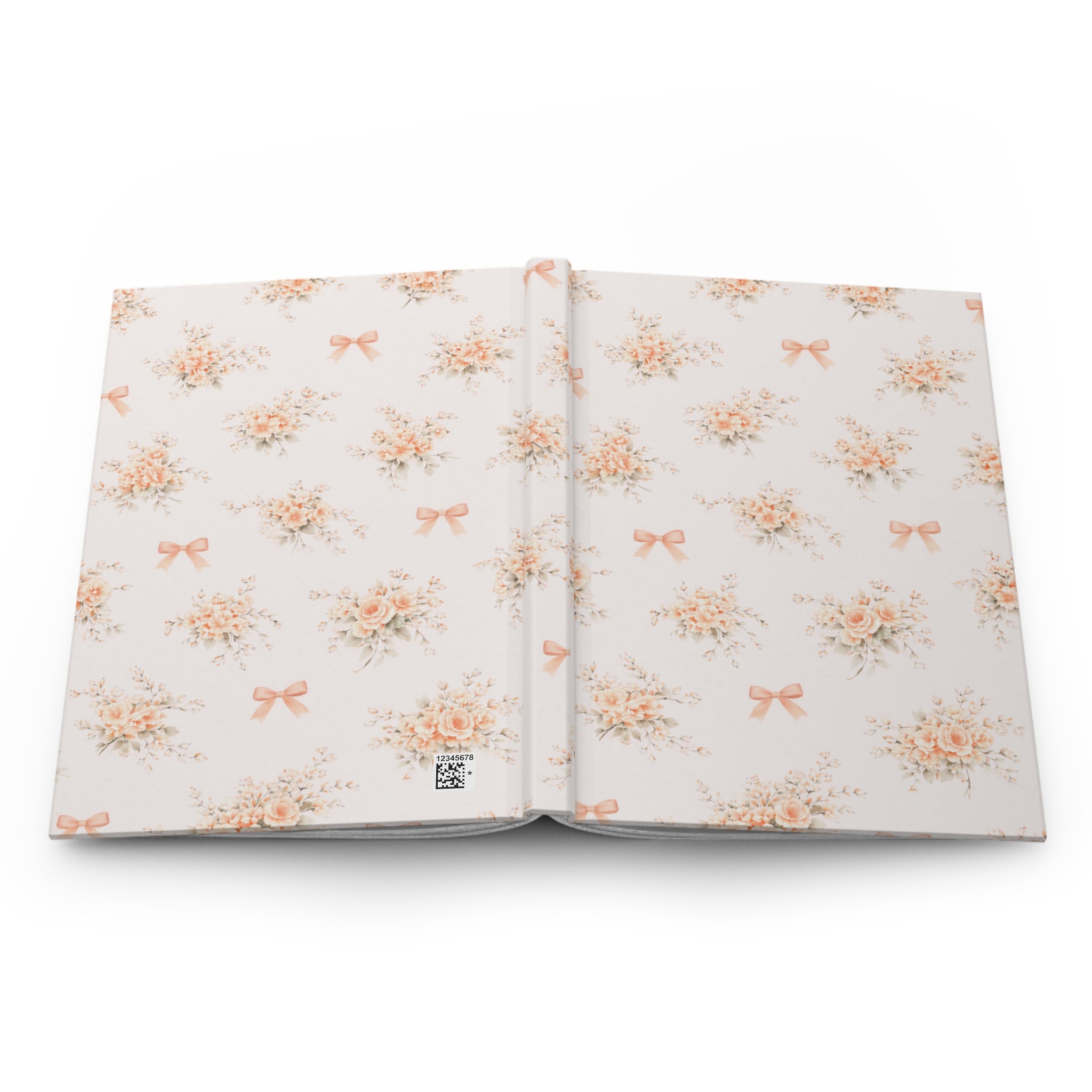 Vintage Floral Bow Hardcover Journal | Matte Notebook, Rose Bouquet Pattern