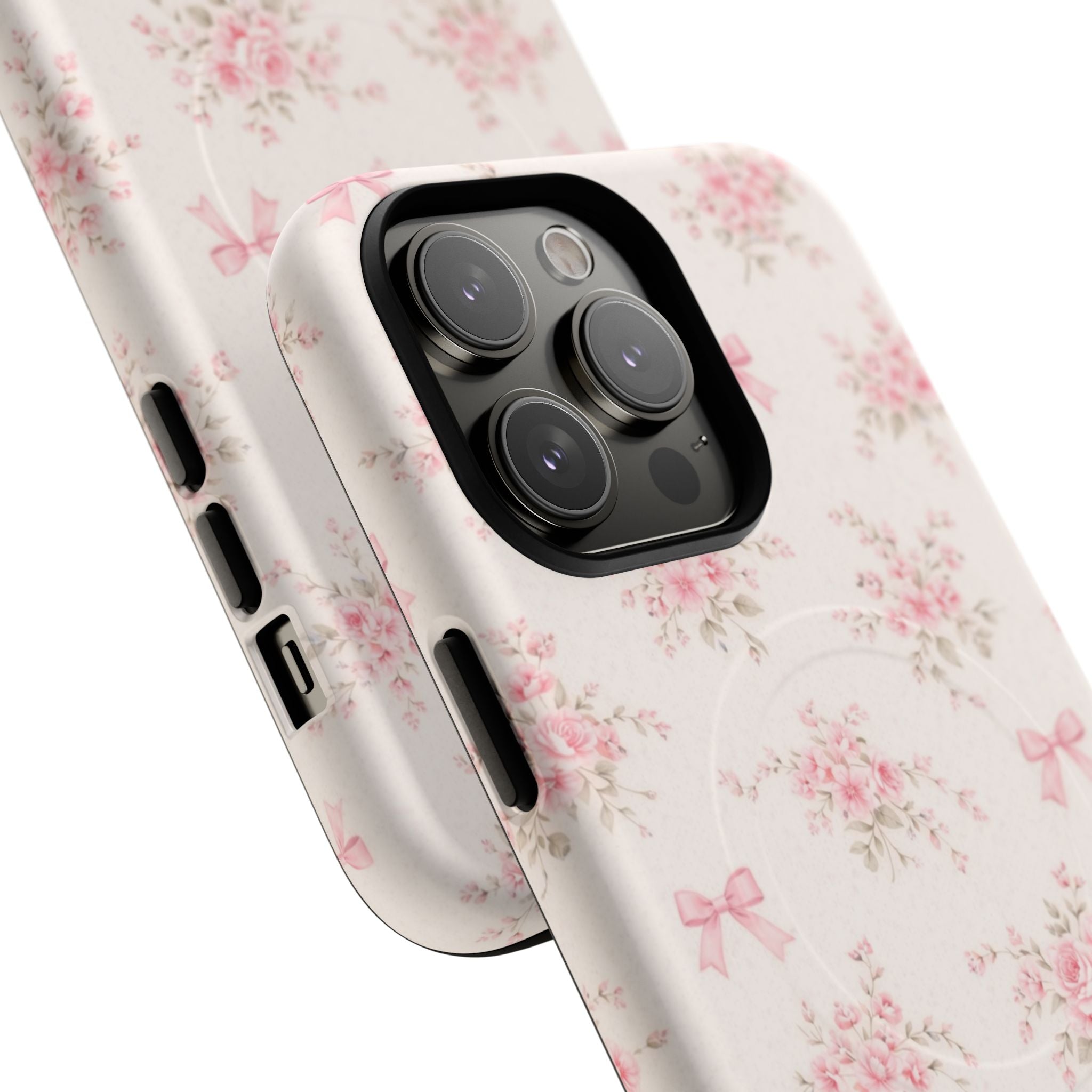 Floral Pink Bow iPhone Case – MagSafe Compatible