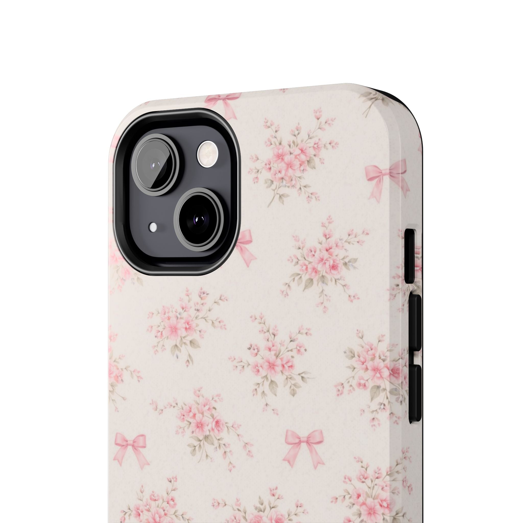 Pink Floral Bouquet iPhone Case | Vintage Roses, Bows, Pastel Pattern