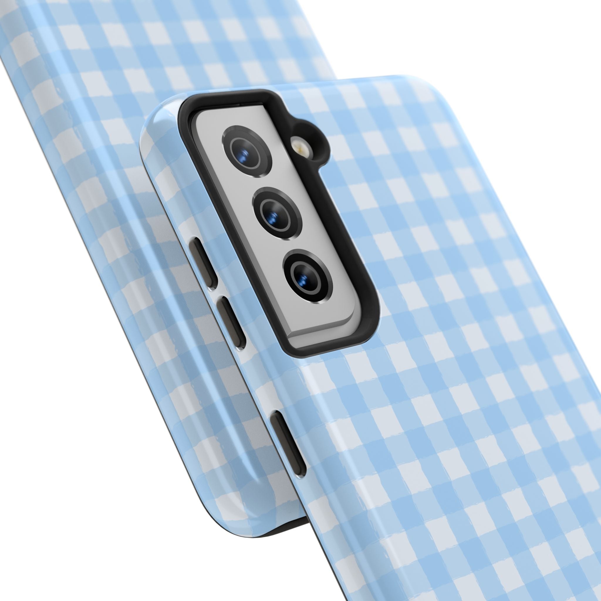 Blue Gingham Tough Samsung Case – Pastel Check Protective Phone Cover