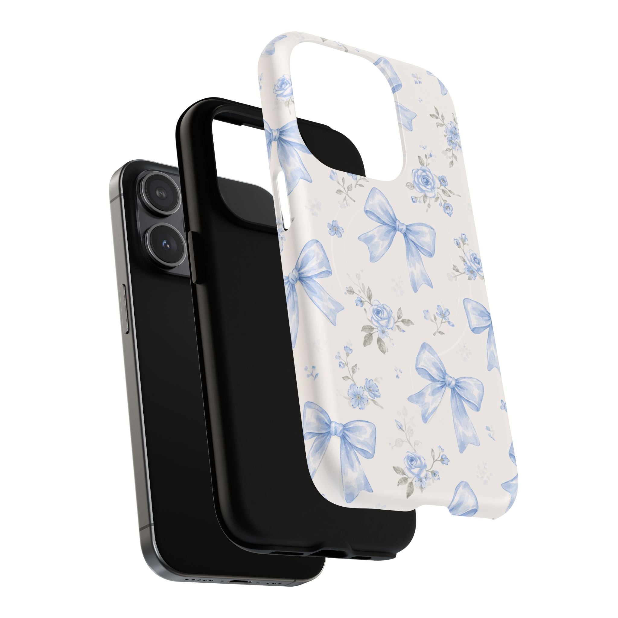 Floral Blue Bow iPhone Case – MagSafe Compatible
