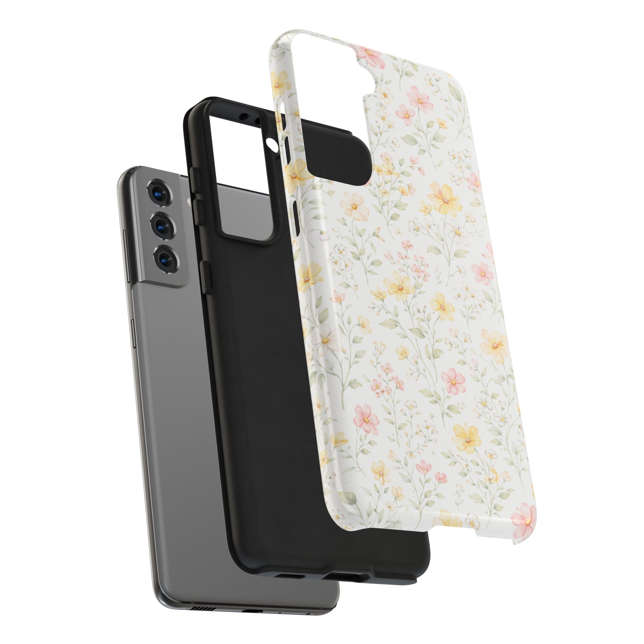 Pastel Floral Pattern Tough Phone Case, Vintage Dainty Flowers