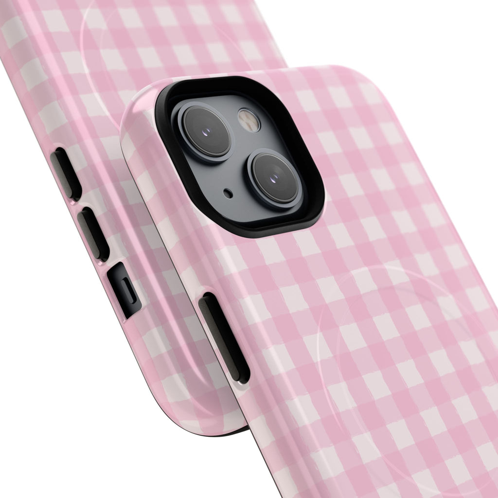 Pink Gingham iPhone Case – MagSafe Compatible