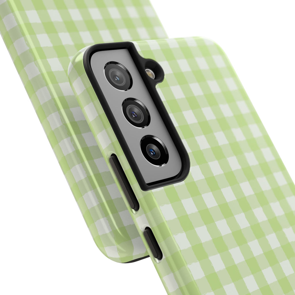 Green Gingham Tough Samsung Case – Pastel Plaid Protective Cover